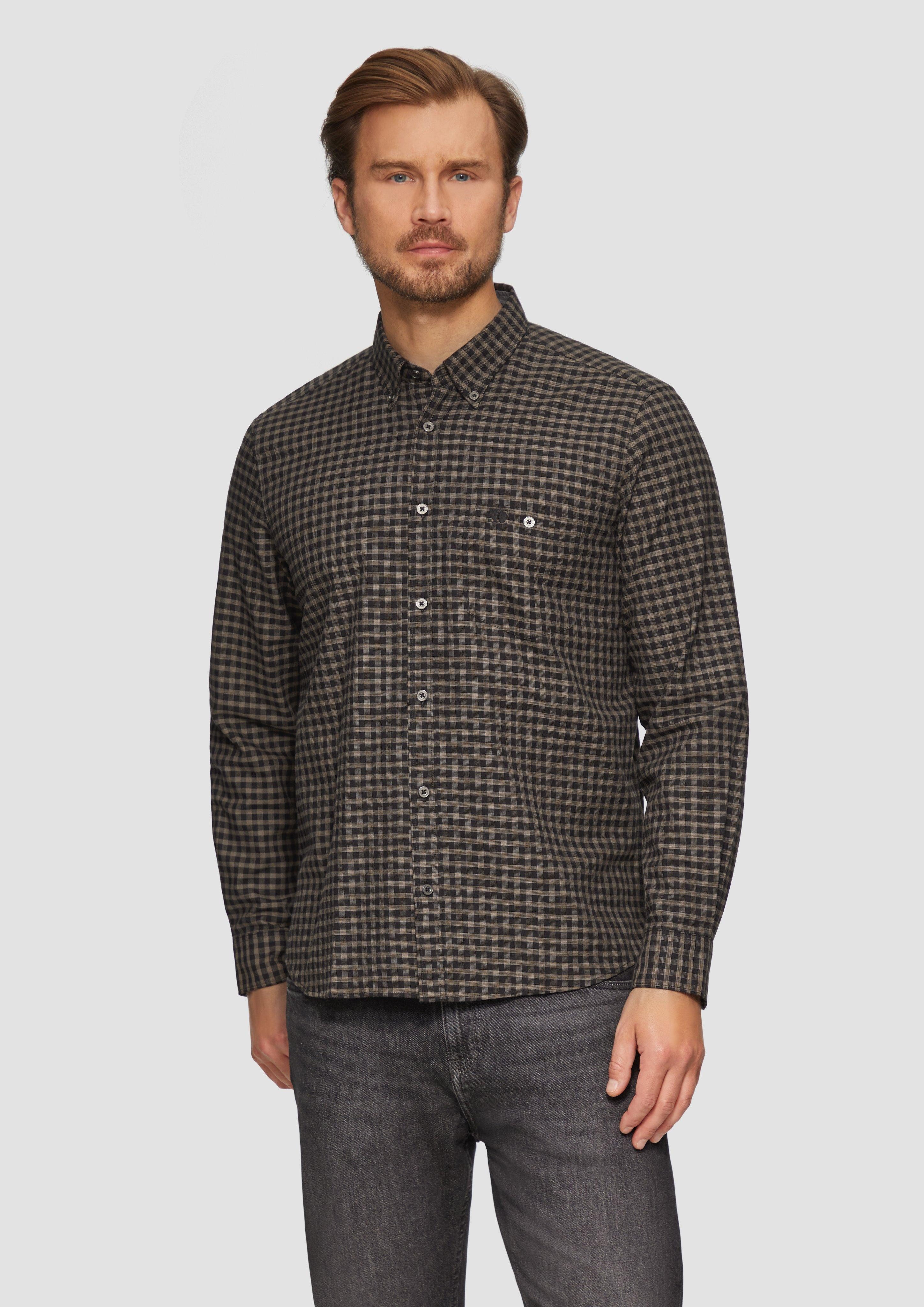 Langarmhemd Regular Fit: Kariertes Hemd mit Button-Down-Kragen