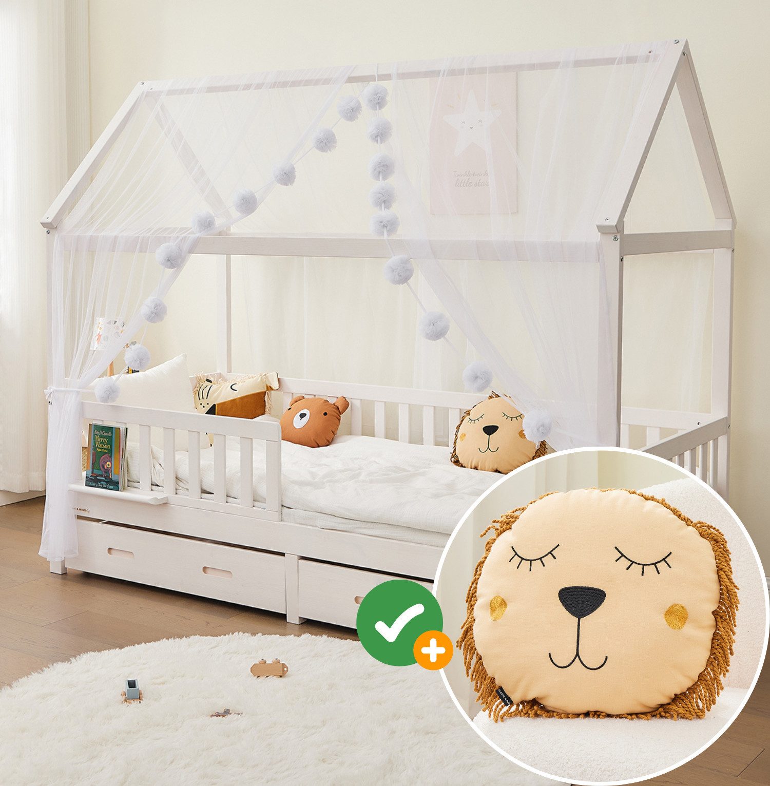 Alavya Home® Betthimmel Der Luxus DEKO SET für HAUSBETT 80x160 I 90x200 mit günstig online kaufen