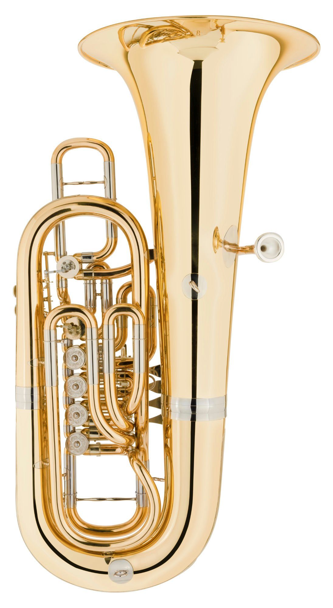 Lechgold Tuba FT-20/6GL F-Tuba - 4+2 Goldmessing Ventile mit gravierten Ventildeckel, Set, Inkl. Trolley-Leichtkoffer und Mundstück, Tuba Stimmung: F, Schallbecher: 42 cm