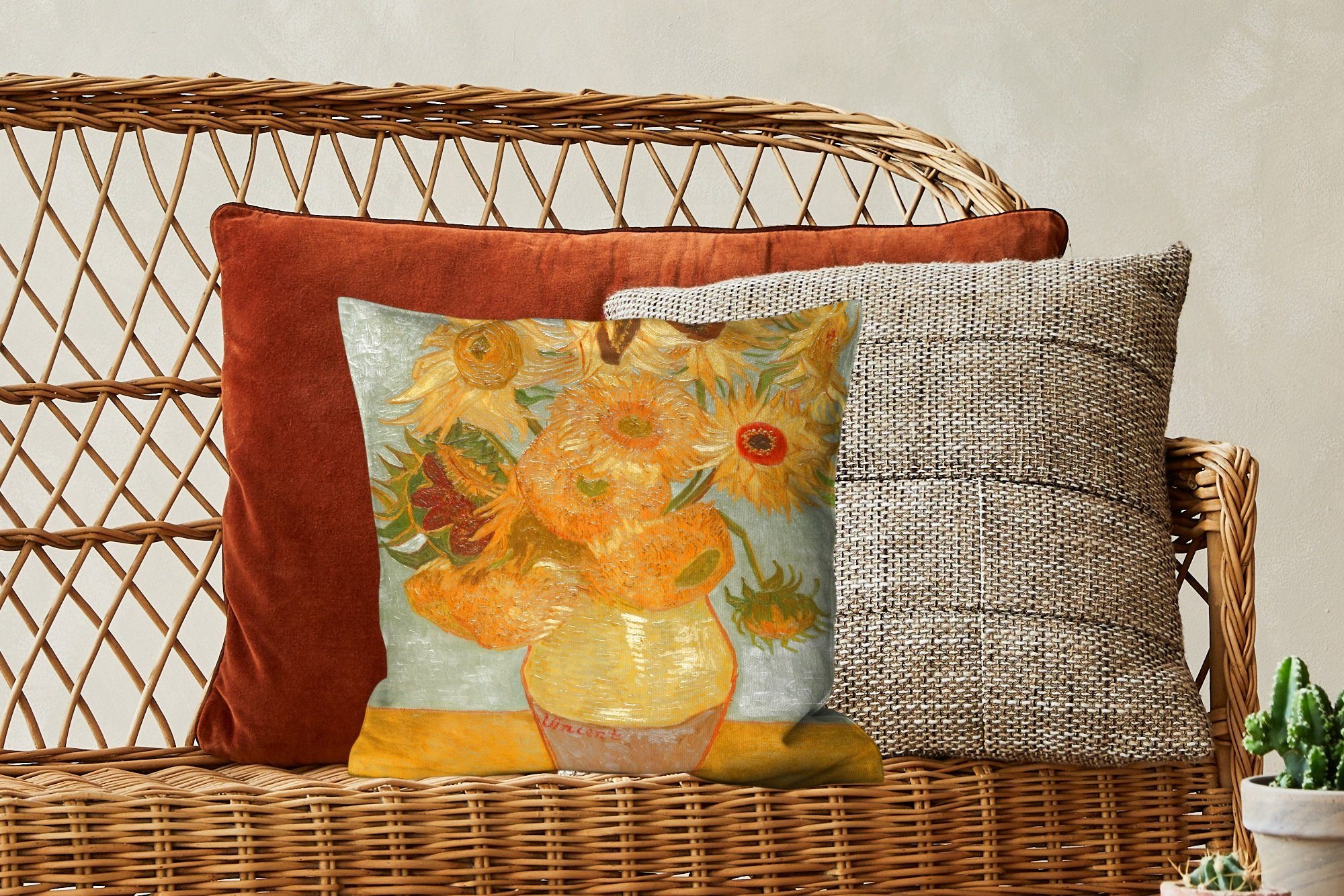 Zierkissen Füllung Wohzimmer, Dekokissen Vincent Gogh, Schlafzimmer, Deko, - MuchoWow Sonnenblumen für mit Sofakissen van