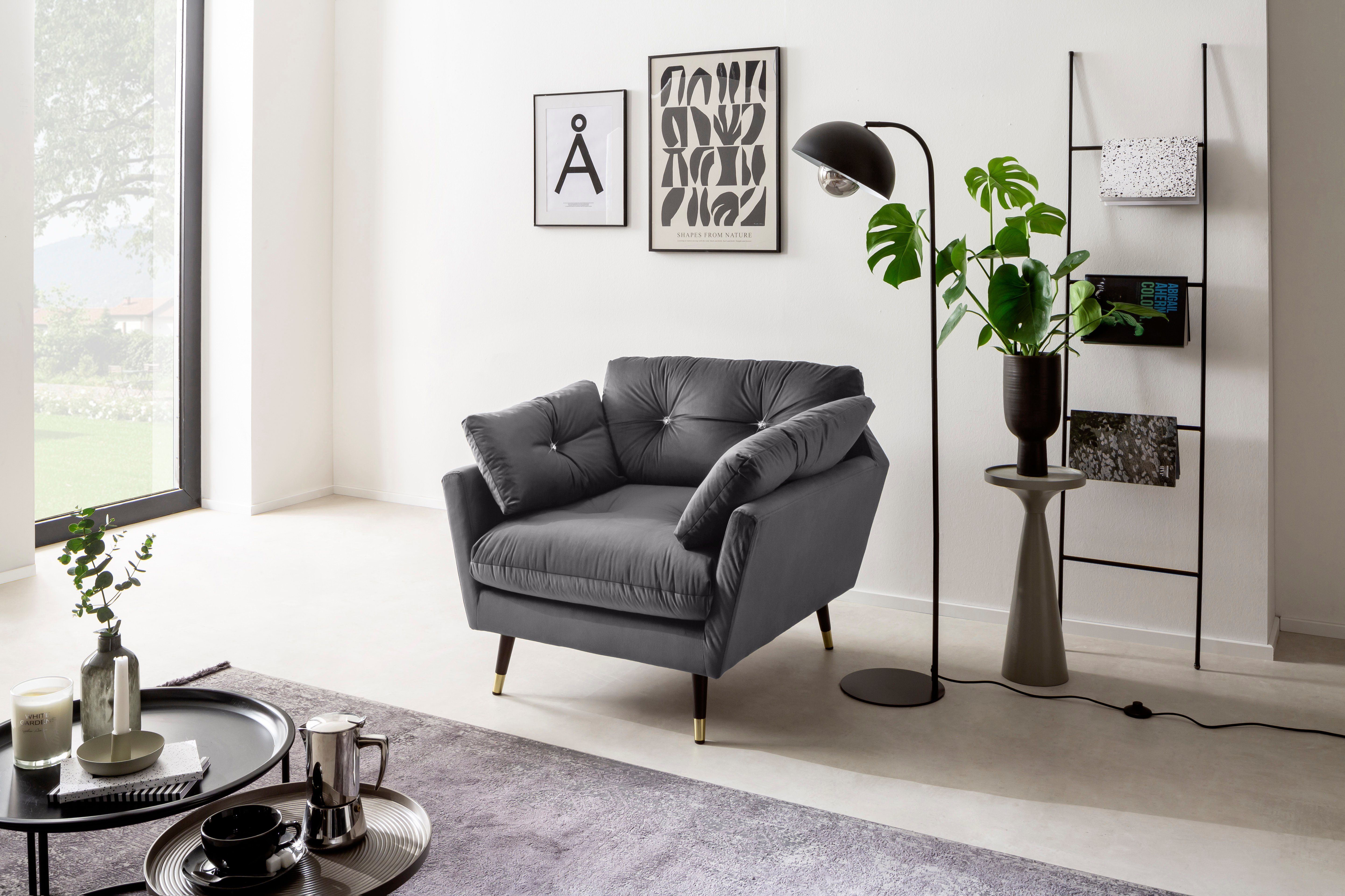 Amira, by Trends goldfarben Strasssteinen HG anthrazit und Applikationen mit Loungesessel