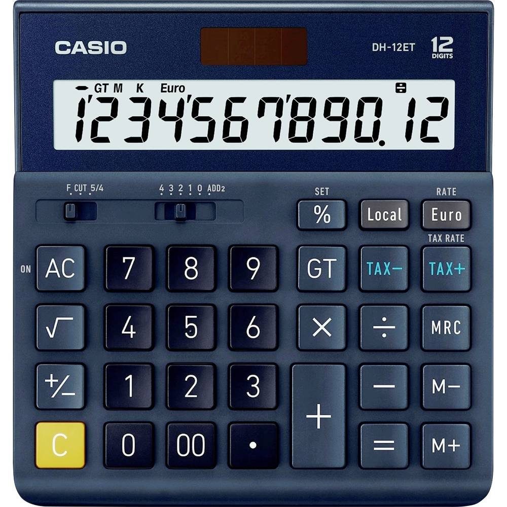 CASIO Taschenrechner Tischrechner 12-stellig, marine, Währungsumrechnung,  Display (Stellen): 12