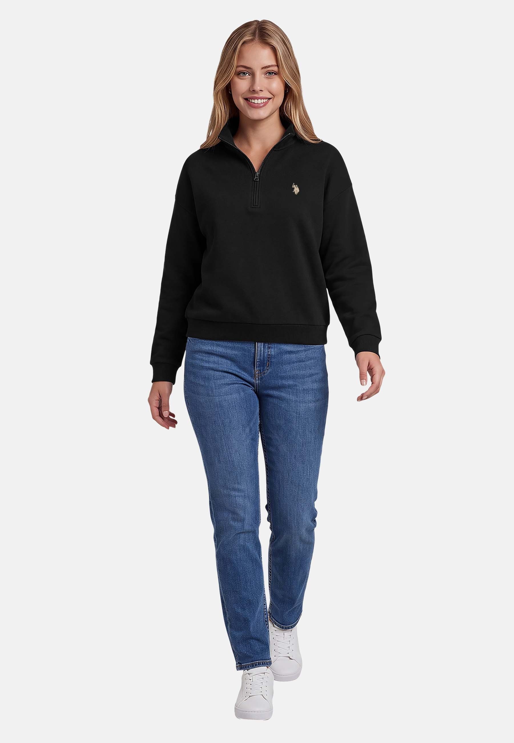 U.S. Polo Assn. Sweatshirt mit Stehkragen und gesticktem Brustlogo Weiches Damen-Sweatshirt mit Rippbündchen und normaler Passform – Bild 3 von 5