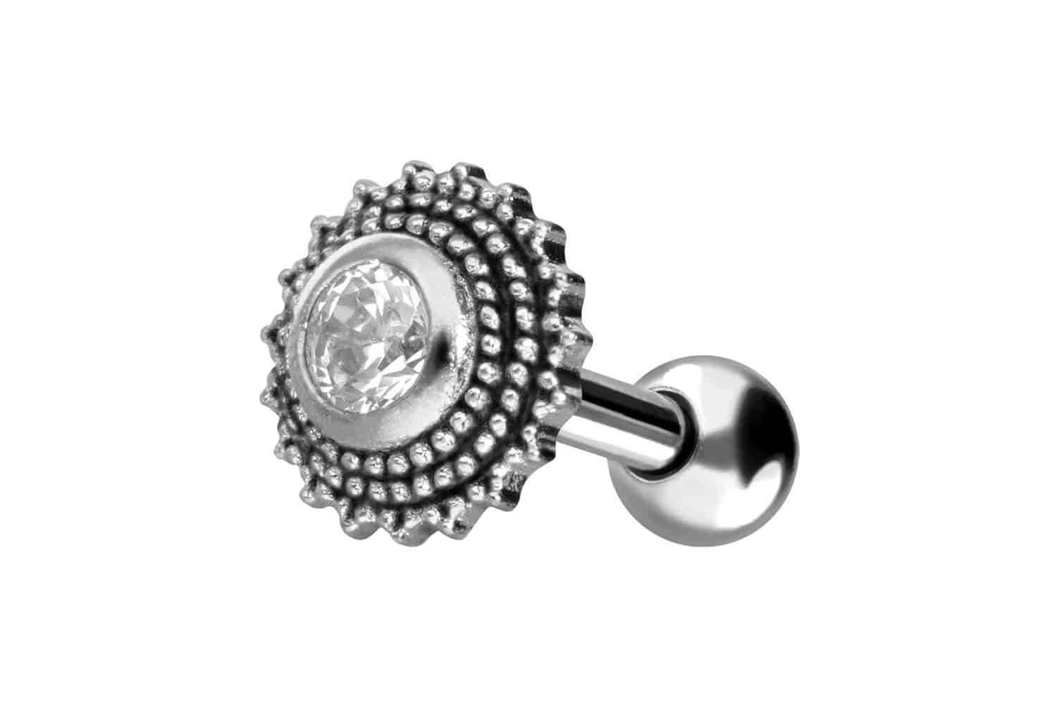 Piercing-Set Chirurgenstahl Ohrpiercing ORIENTALISCHES DESIGN + KRISTALL