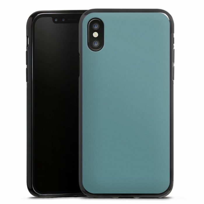 DeinDesign Handyhülle Art Blau einfarbig Petrol Apple iPhone Xs Silikon Hülle Bumper Case Handy Schutzhülle