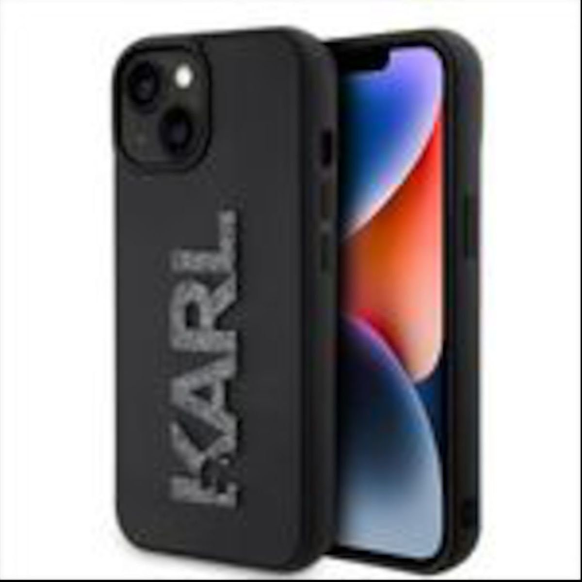 KARL LAGERFELD Smartphone-Hülle Karl Lagerfeld Apple iPhone 15 Plus Hülle 3D Rubber Glitter Logo Black