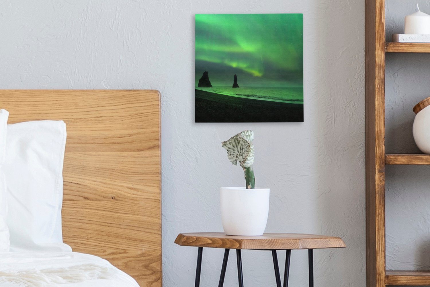 OneMillionCanvasses® Leinwandbild Nordlichter - Meer Bilder bunt für St), - Island, Wohnzimmer (1 Leinwand Schlafzimmer