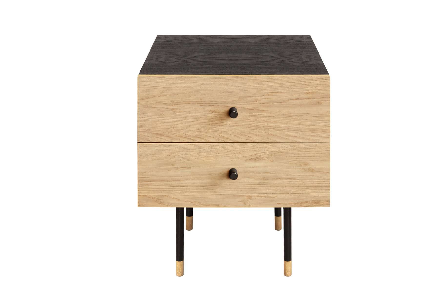 Woodman Nachtkommode Jugend, Echtholzfurnier aus Eiche, Breite 53 cm, mit Schubladen, Metallfüße