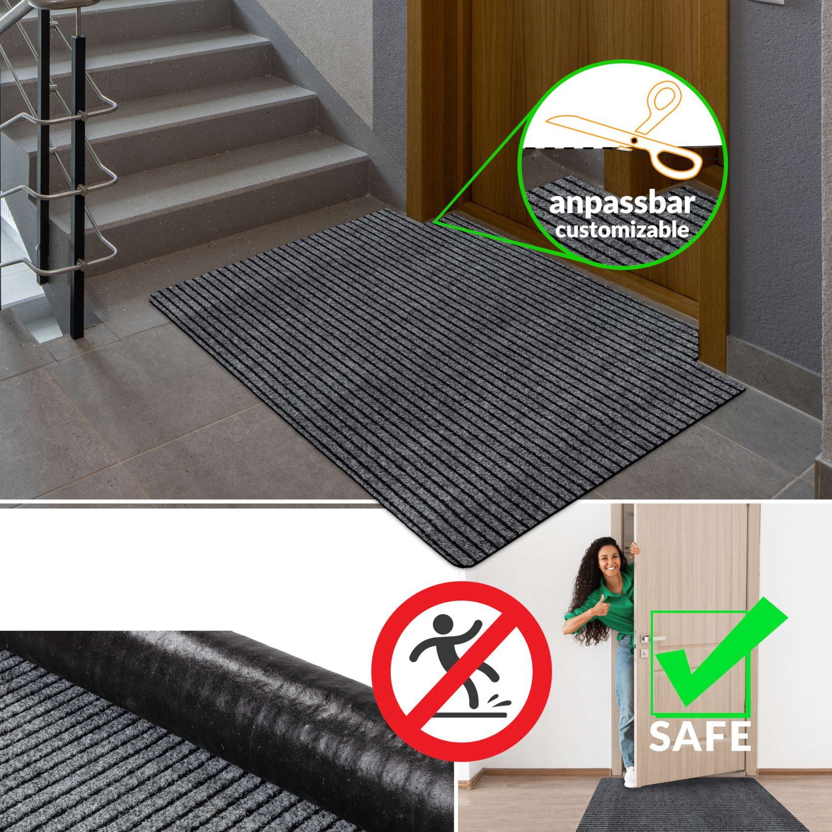 ANRO Fußmatte Türvorleger Schmutzfangmatte MiSCHA, eckig, günstig online kaufen