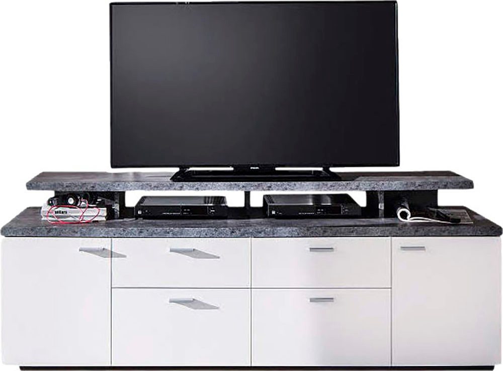 Home affaire TV-Board Messina (1 St), TV-Lowboard mit Türen, Schubladen & Fächern - (B/T/H) 180/47/66 cm