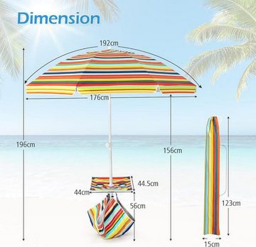 KOMFOTTEU Sonnenschirm Strandschirm, 200cm, höhenverstellbarer Gartenschirm