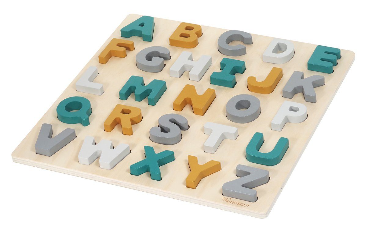 Setzpuzzle ABC Holz Kinderpuzzle Setz-Puzzle Alphabet Buchstaben für Kinder Neu 
