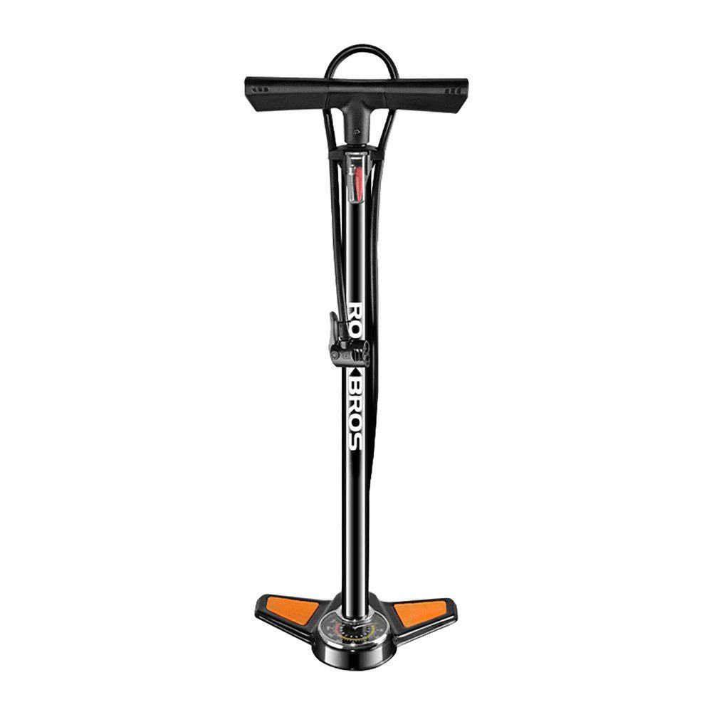 ROCKBROS Standpumpe Fahrradpumpe Luftpumpe Reifenpumpe (Spar-Set, 1-tlg., 65 x 25 cm stabil), Manometer, 11 bar, Universalkopf, Stahlzylinder