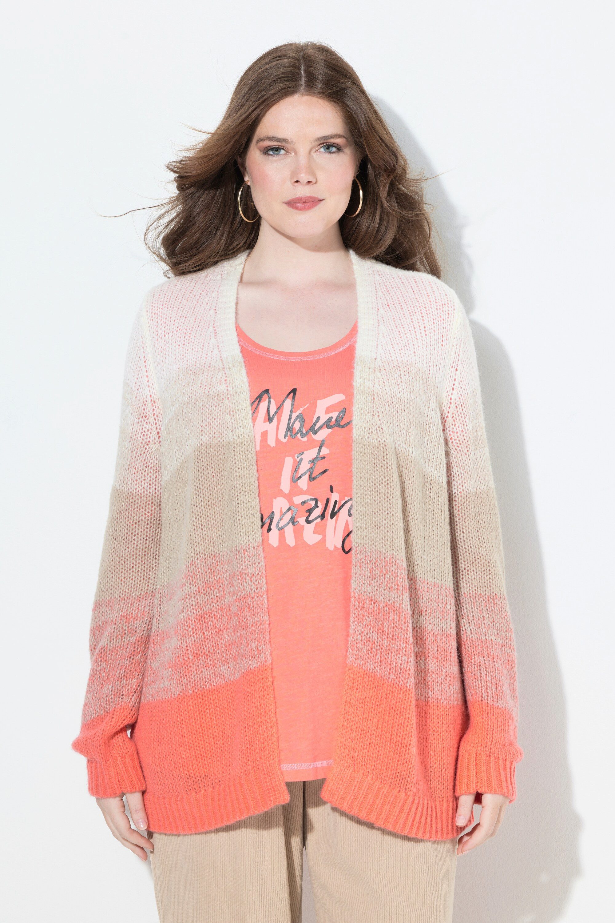 Ulla Popken Strickjacke Strickjacke Farbverlauf ohne Verschluss Langarm günstig online kaufen