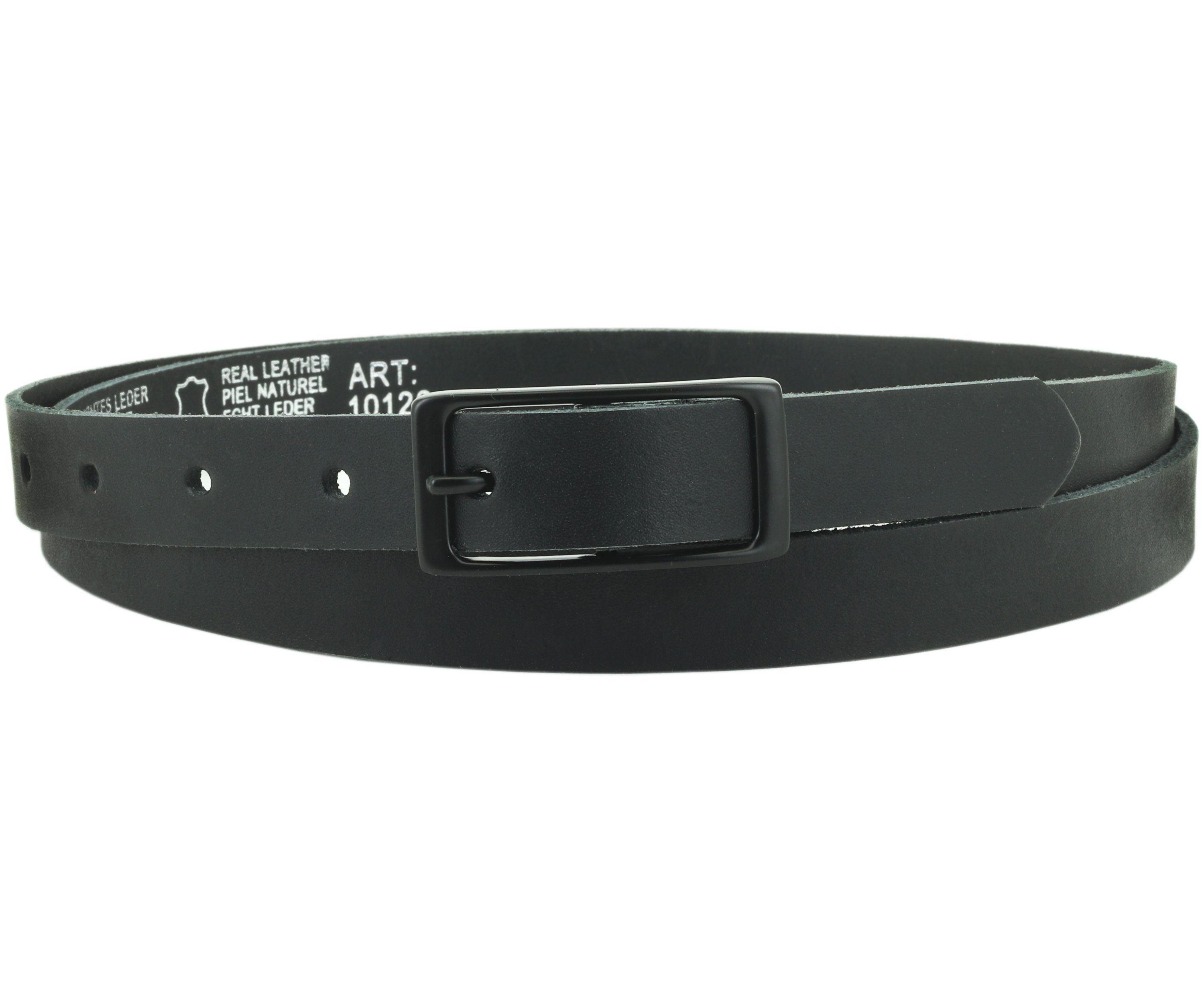 COLOGNEBELT Ledergürtel A3-SL 2 cm Schwarzer Ledergürtel im klassischen Design, mit schwarzer eckiger Gürtelschnalle