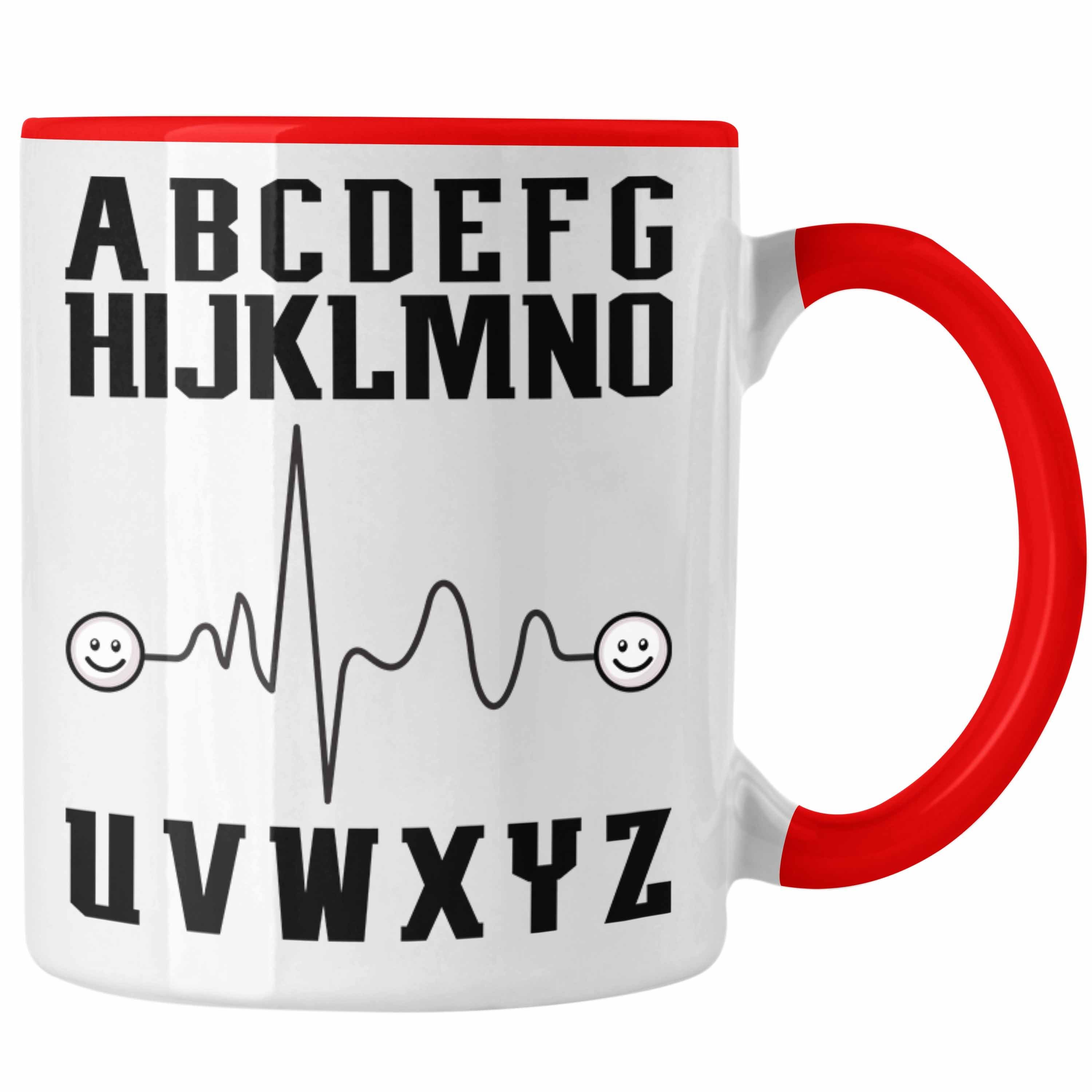 Trendation Tasse Erzieherin Tasse Geschenk ABC Abschied Geschenkidee Beste Erzieherin M Rot