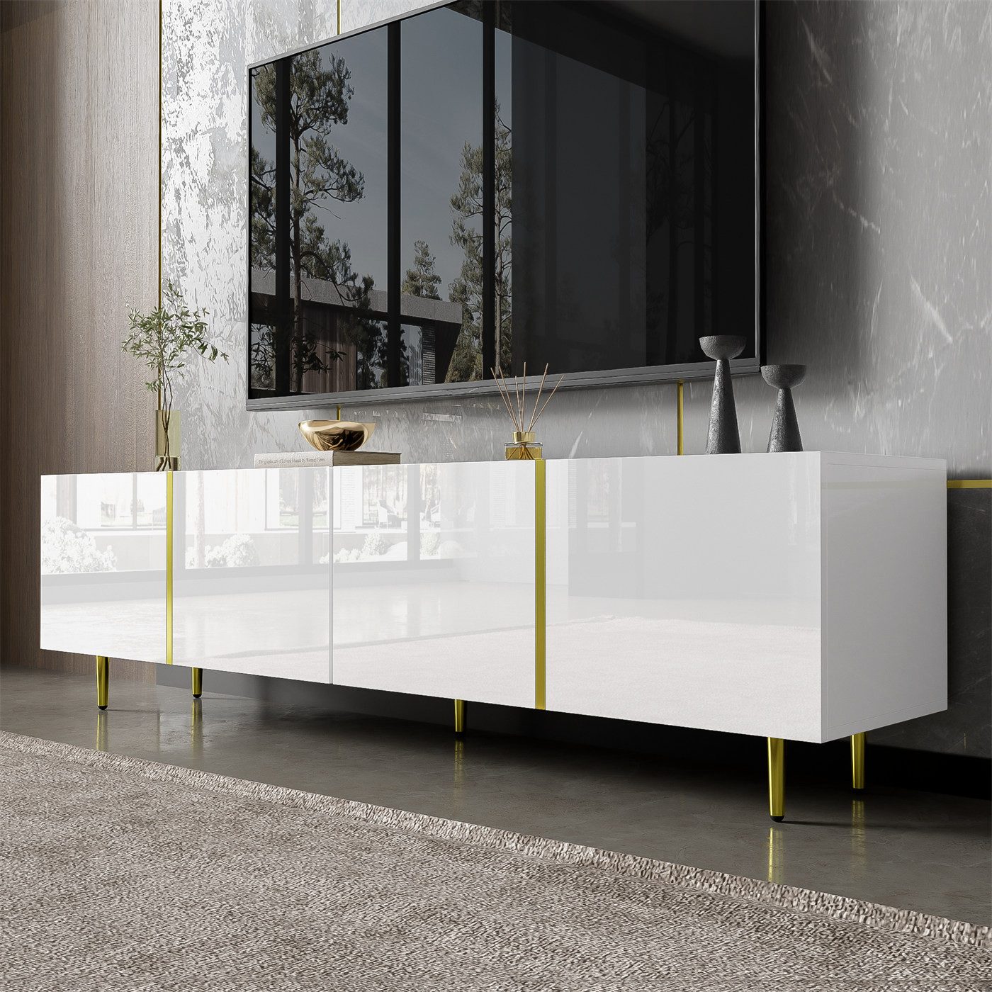 autolock TV-Schrank Hochglanz-TV-Schrank mit 4 Türen,modern und schlicht günstig online kaufen