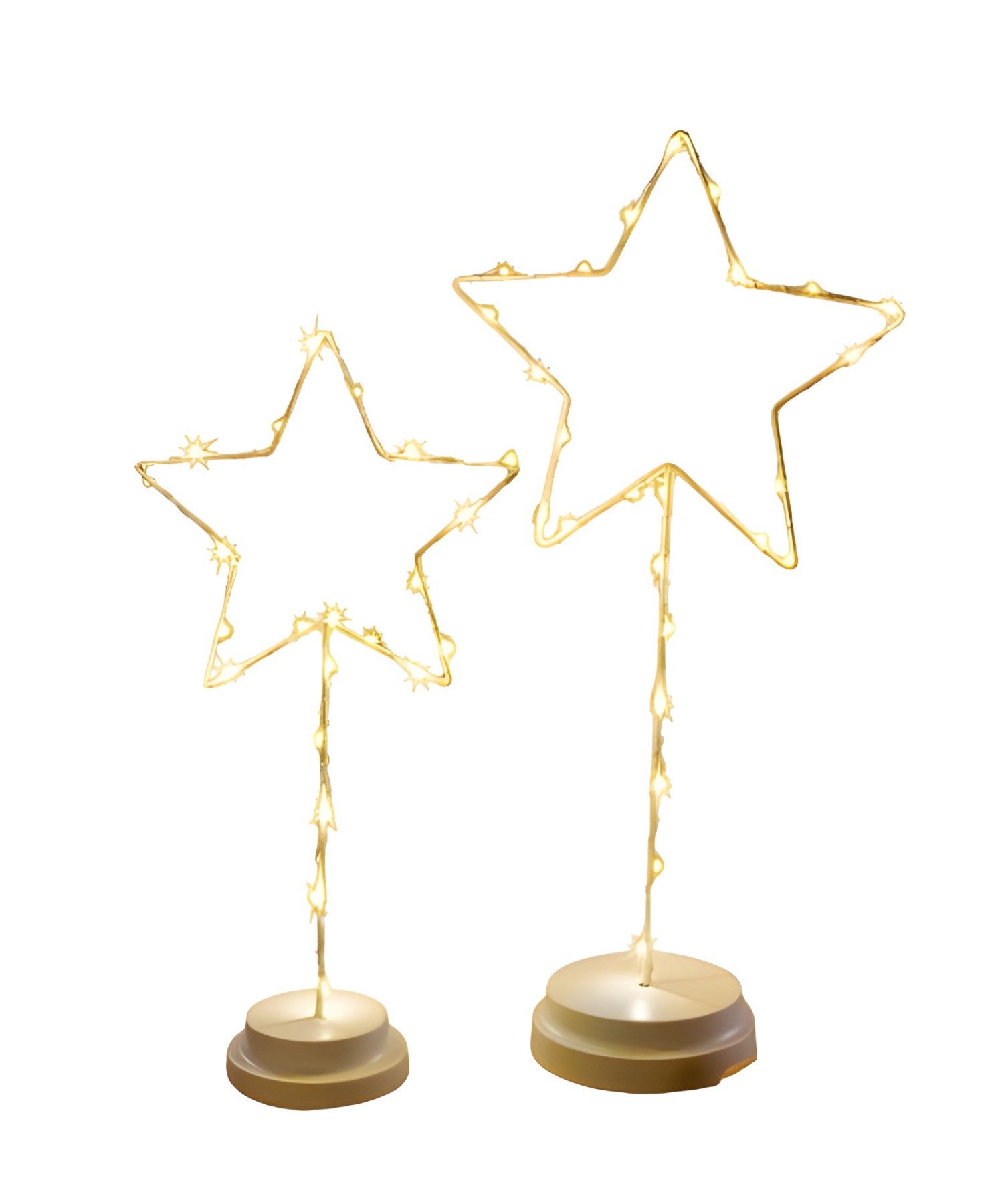 Dekoleidenschaft LED-Dekofigur "Stern" 40 + 50 cm hoch, Leuchtsterne, Fensterdeko, Weihnachtsdeko (2 St., im Set), Leuchtdeko, Dekofigur beleuchtet, Dekostern, Weihnachtsbeleuchtung