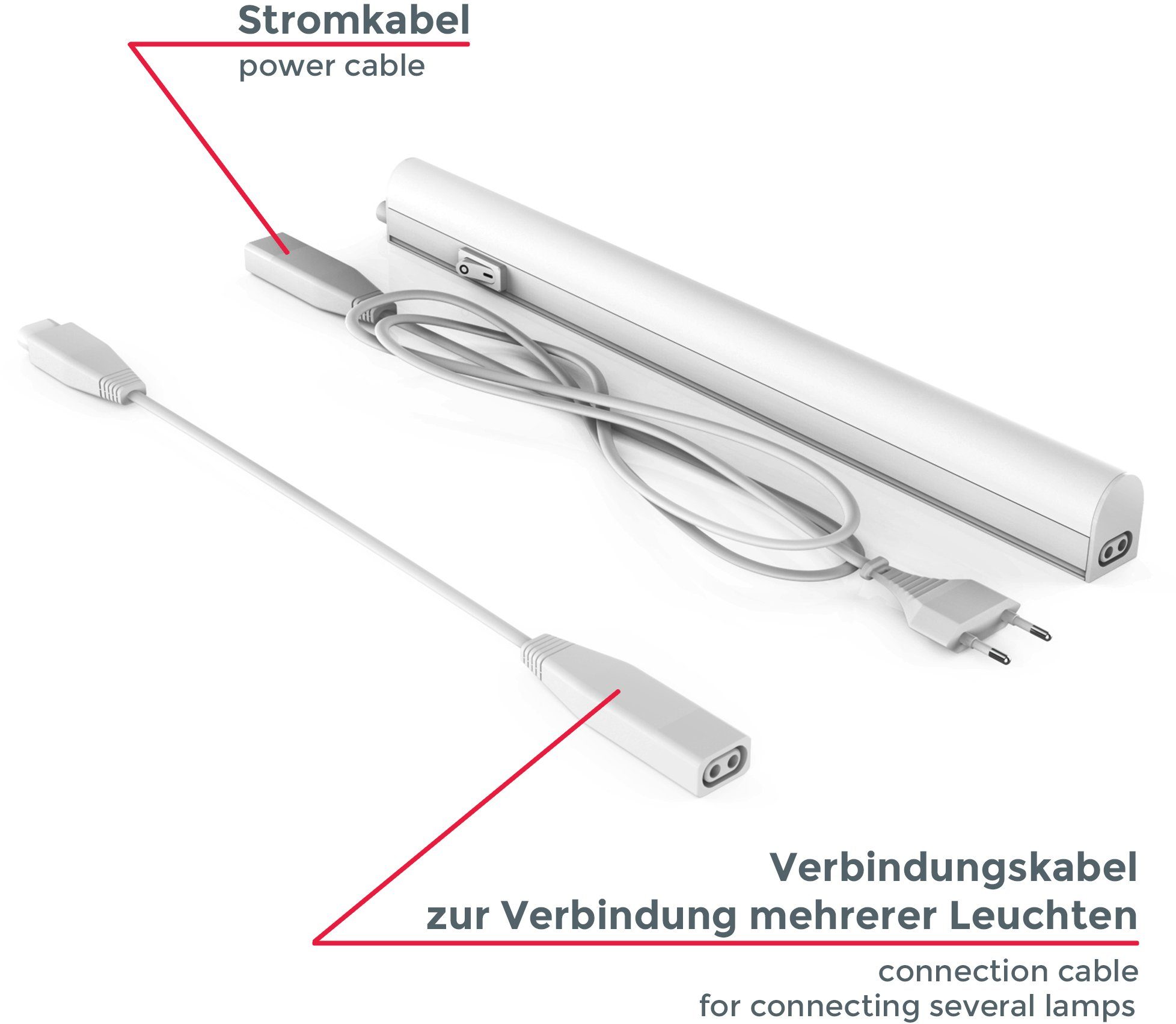 B.K.Licht Lichtleiste, LED fest integriert, Neutralweiß, Unterbauleuchte, Küchenlampe, Stecksystem, 4W 400 Lumen 4.000K, weiß