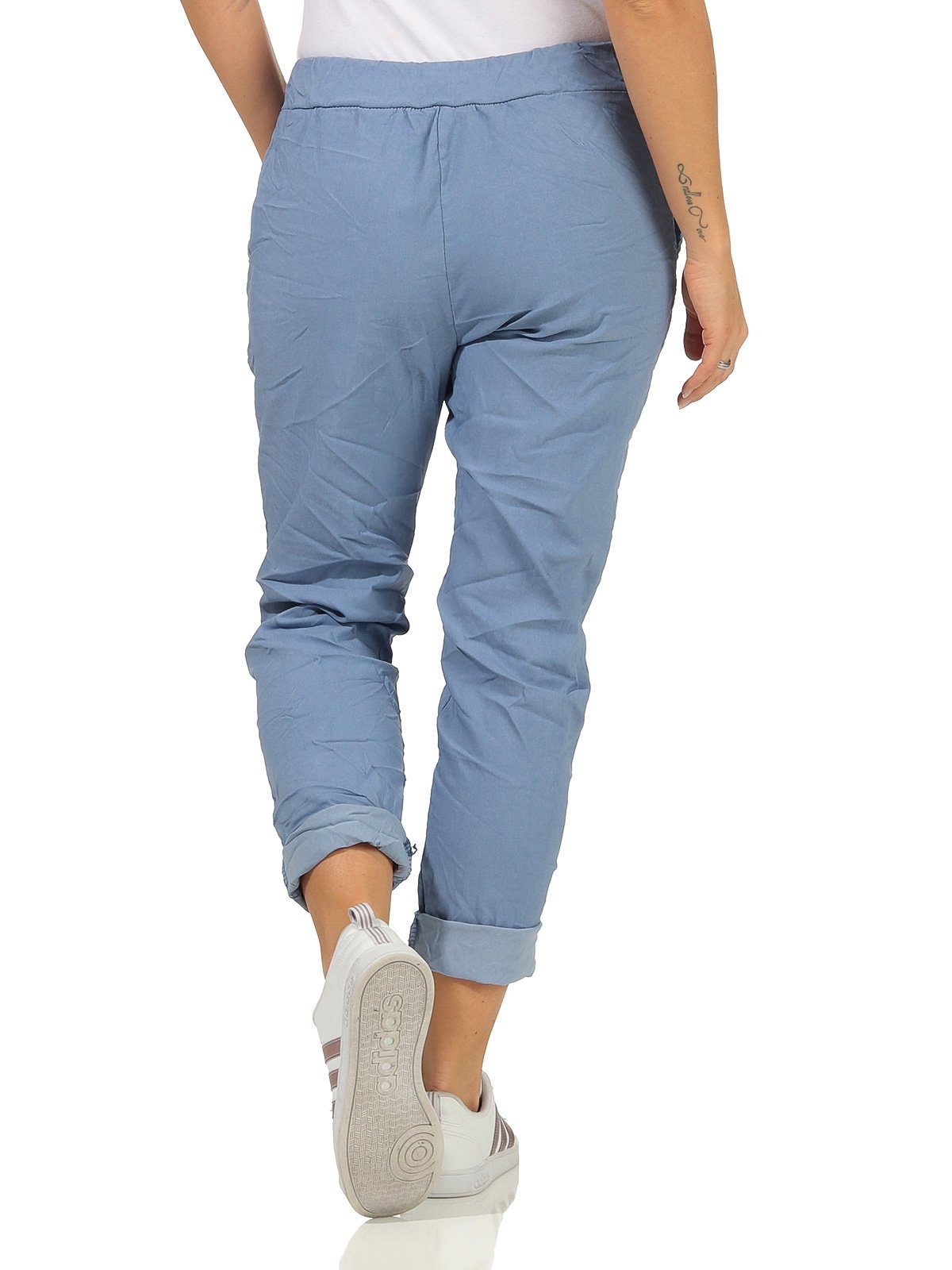 Jeans mit mit Basic Kordelzug, Schlupfhose (1-tlg) Bund Damen Freizeithose Aurela Schlupfhose Damenmode für elastischem angenehme Chinohose