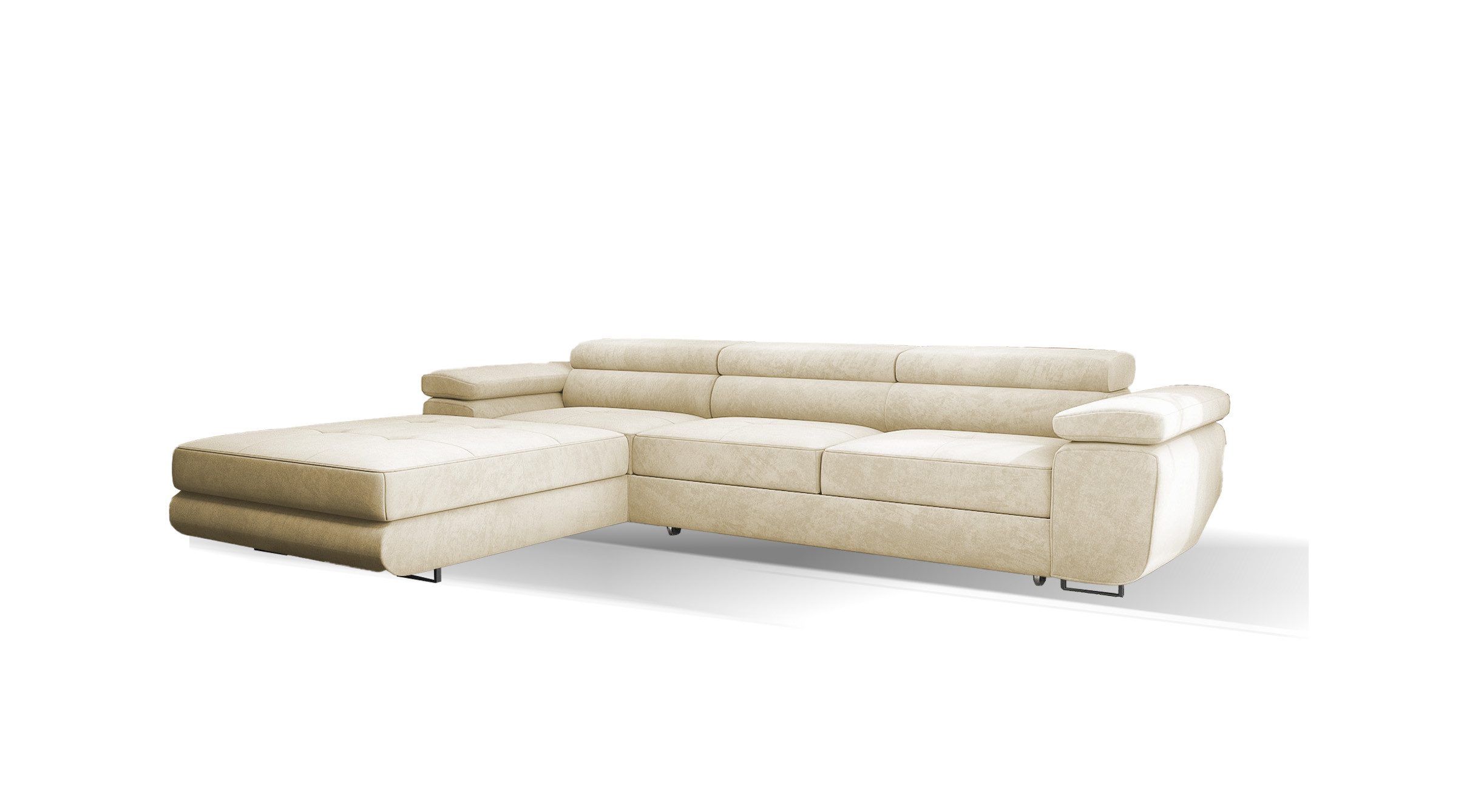 Goldstoff Ecksofa mit Schlaffunktion und Bettkasten, Designer Schlafsofa mi günstig online kaufen