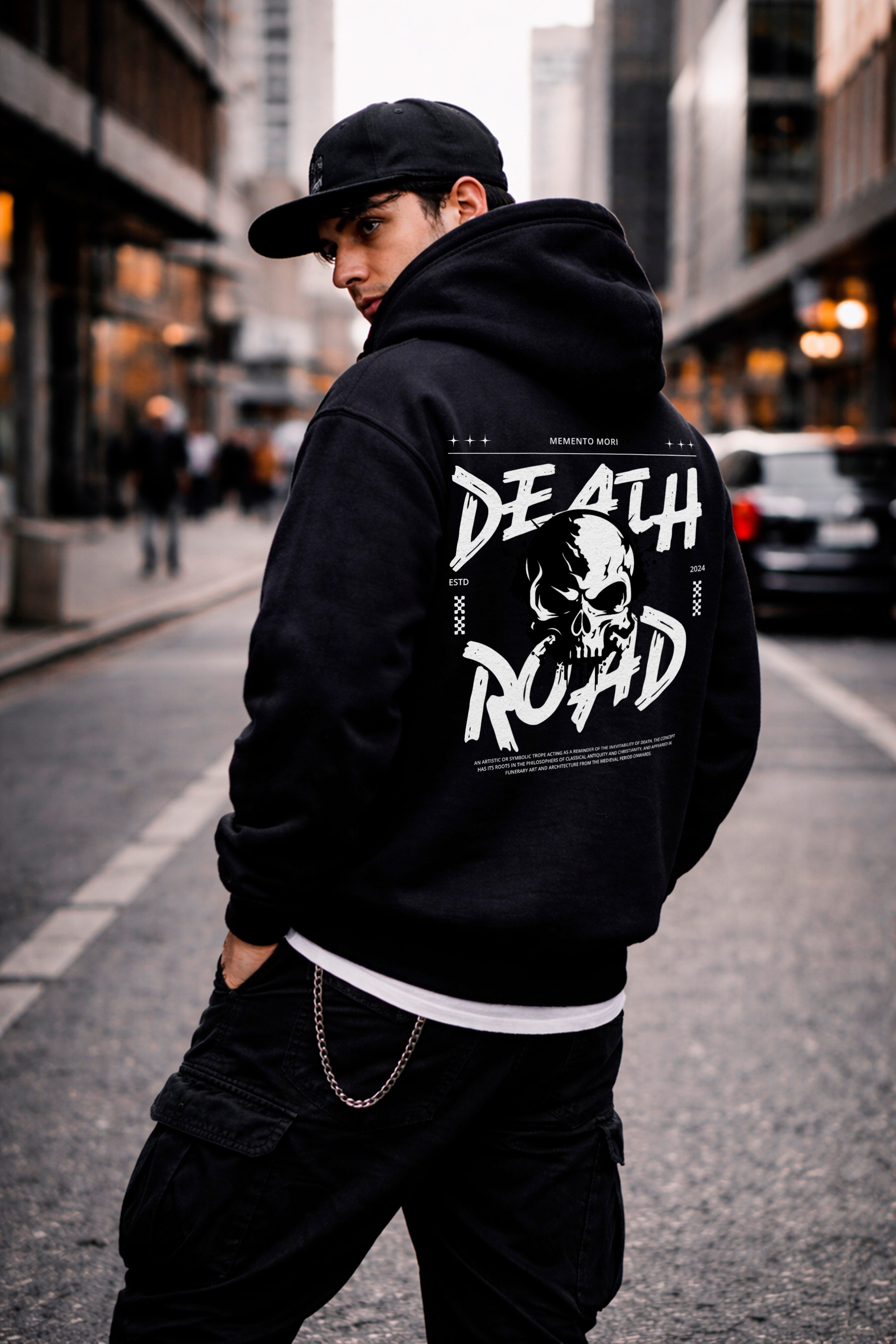 Banco Hoodie Herren Pullover mit Kapuze Langarm - Streetwear Rückenprint, Kapuze, Kängurutasche