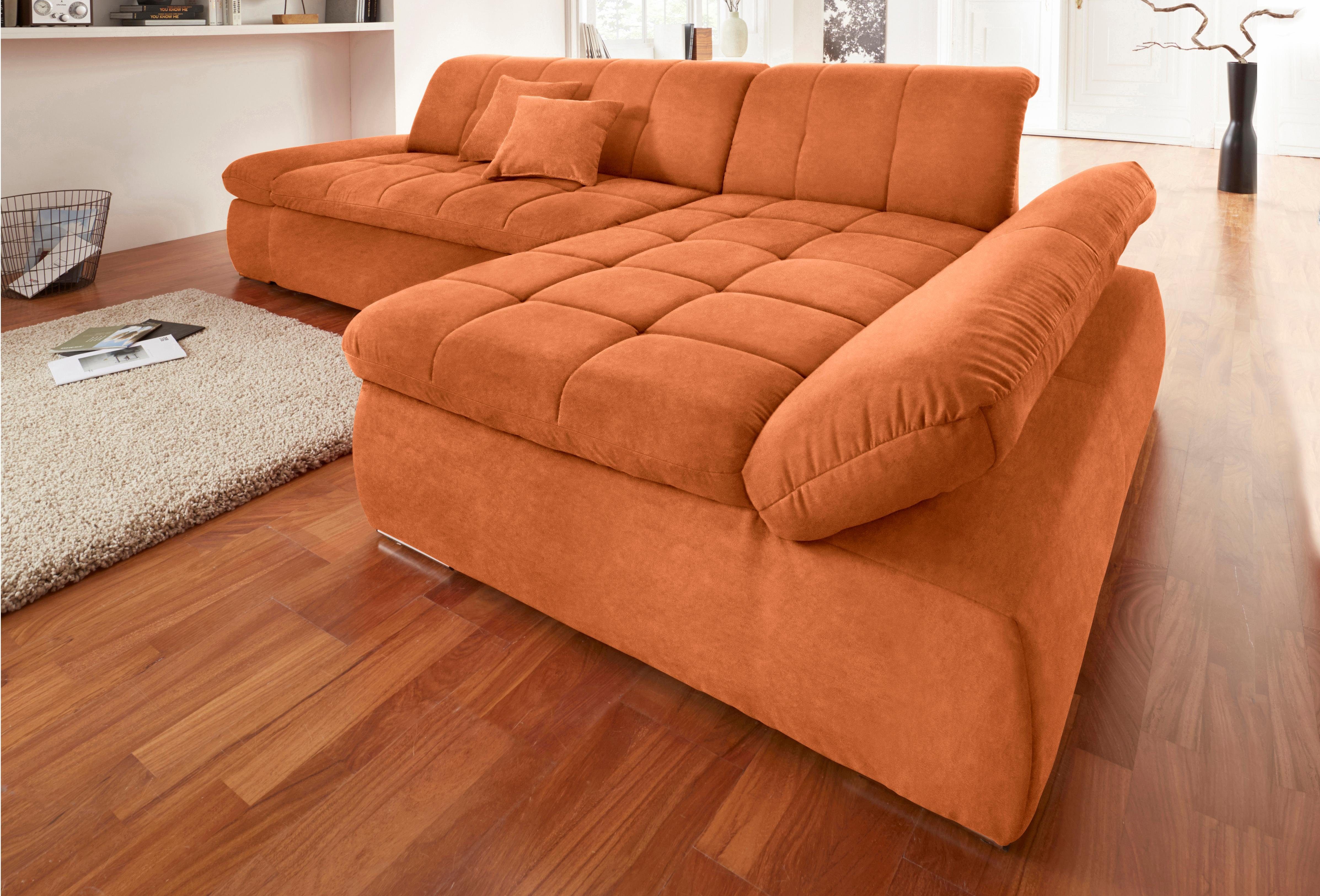 DOMO collection Ecksofa NMORIC XXL, 300x172x80cm, viel Platz, bequem, L-Form, wahlweise mit Bettfunktion und Armlehnverstellung