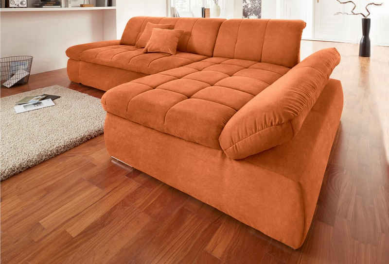 DOMO collection Ecksofa NMoric XXL, B/T/H: 300/172/80cm, Revamierenabschluss, wahlweise mit Bettfunktion und Armlehnverstel,lung