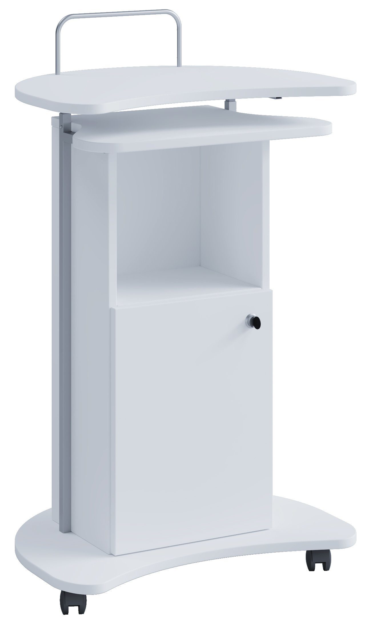 VCM Stehpult Arbeitszimmer Komil B. 56 x T. 41 x H. 93-111 cm, mobiles Rednerpult, rollbar mit 2 Fächern, Stehtisch, Schreibpult