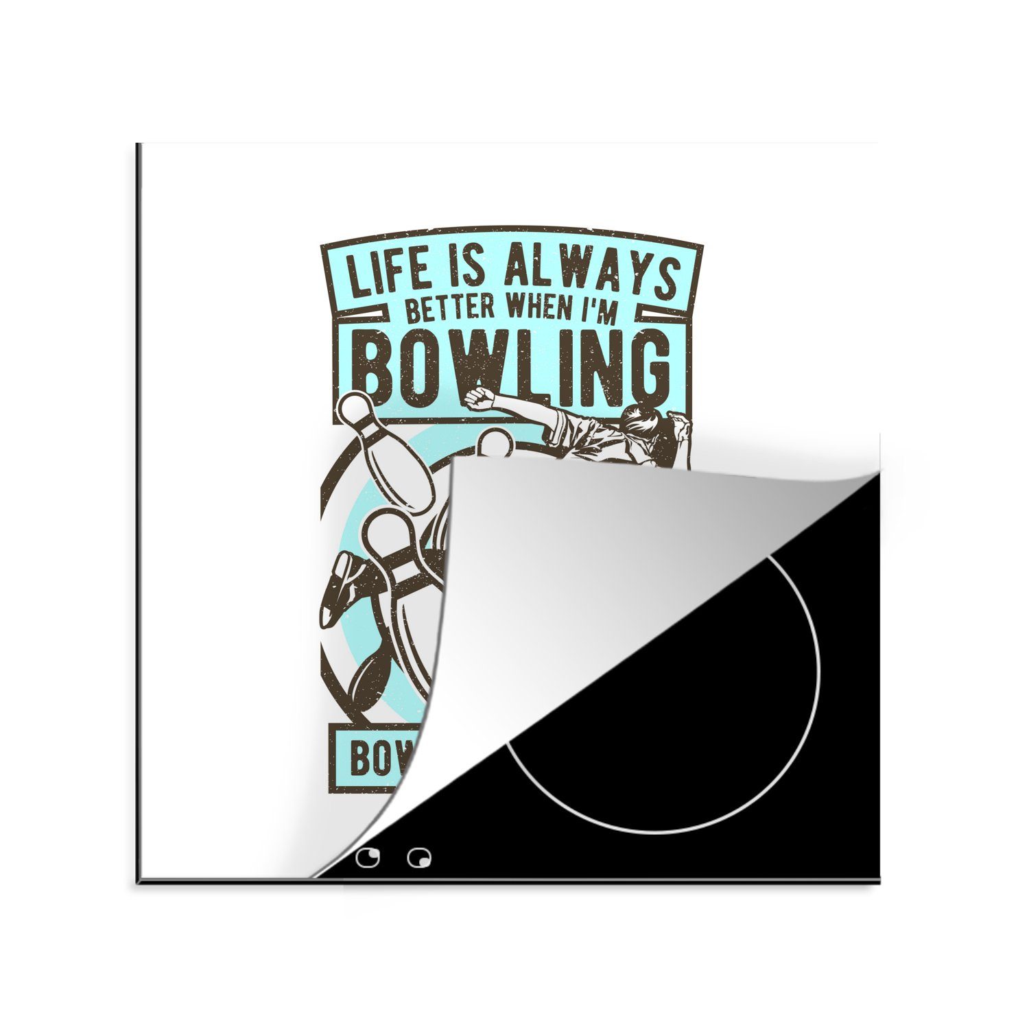 MuchoWow Herdblende-/Abdeckplatte Bowling - Zitate - Jahrgang, Vinyl, (1 tlg), 78x78 cm, Ceranfeldabdeckung, Arbeitsplatte für küche