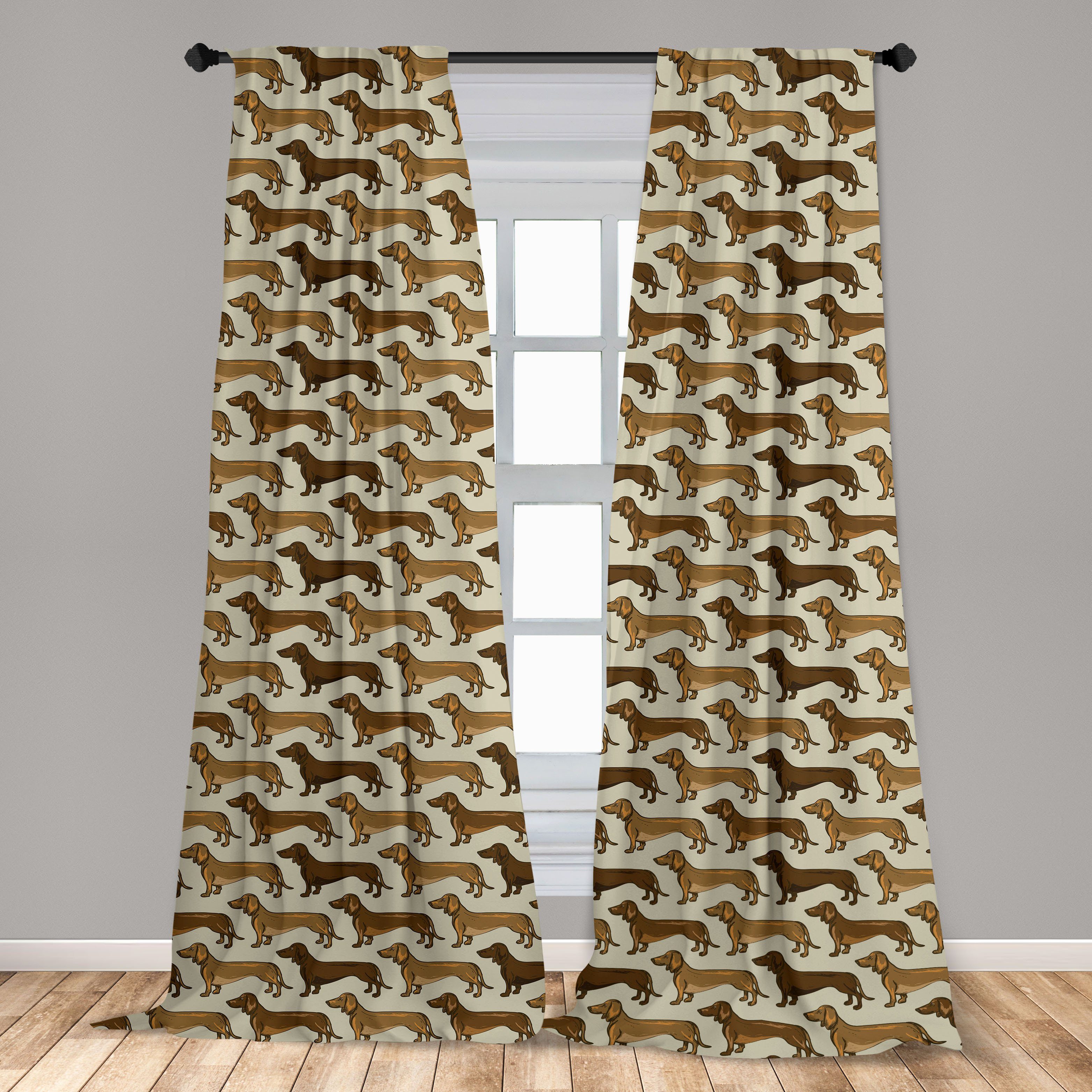 Wohnzimmer Lover Dekor, Microfaser, Dackel Muster Sausage Gardine für Schlafzimmer Dog Abakuhaus, Vorhang