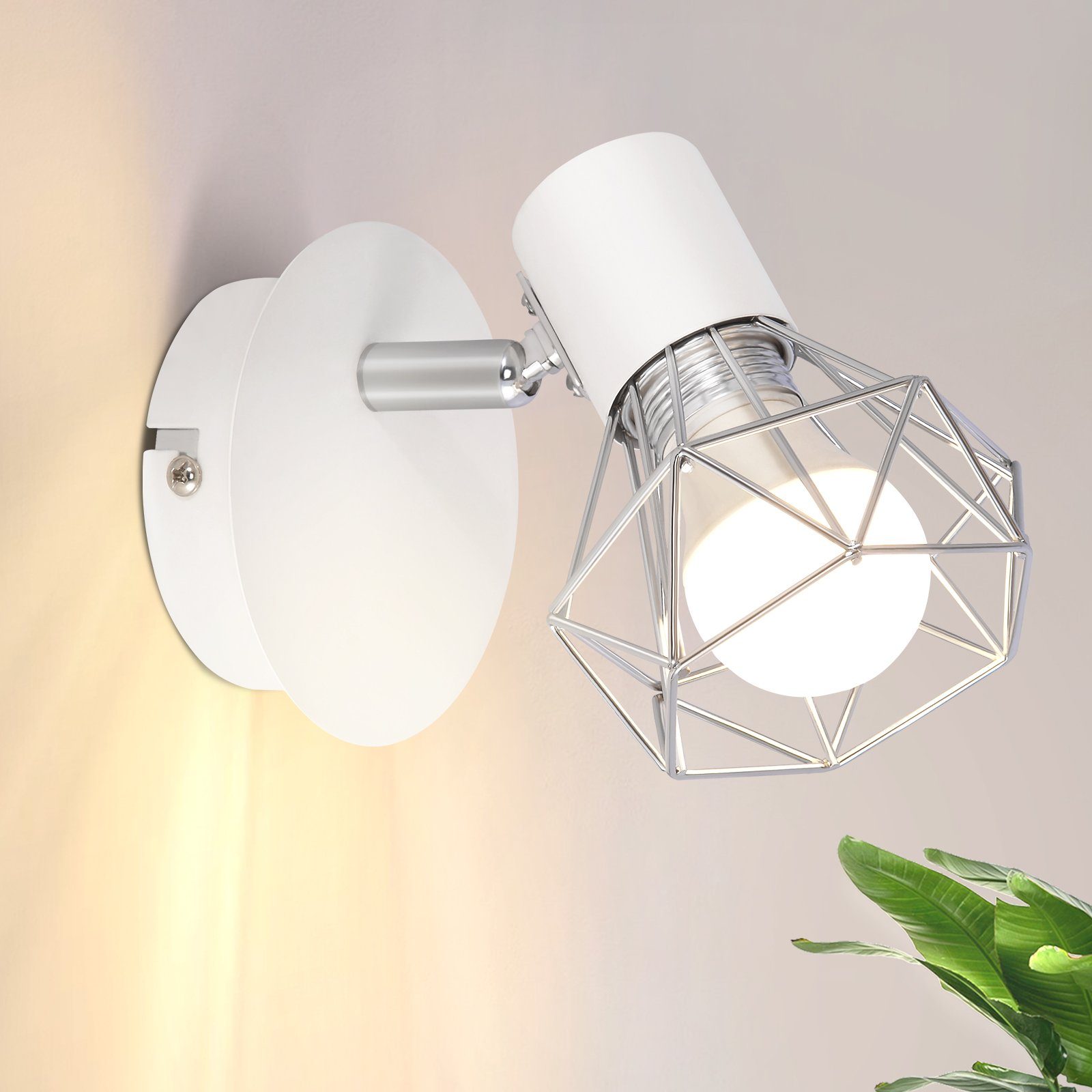 Nettlife Deckenstrahler mit 1/2/3 Flammig wechselbar, Verstellbare weiß LED Flur Schlafzimmer Retro Wohnzimmer Deckenspots für E14 Metall, 350°