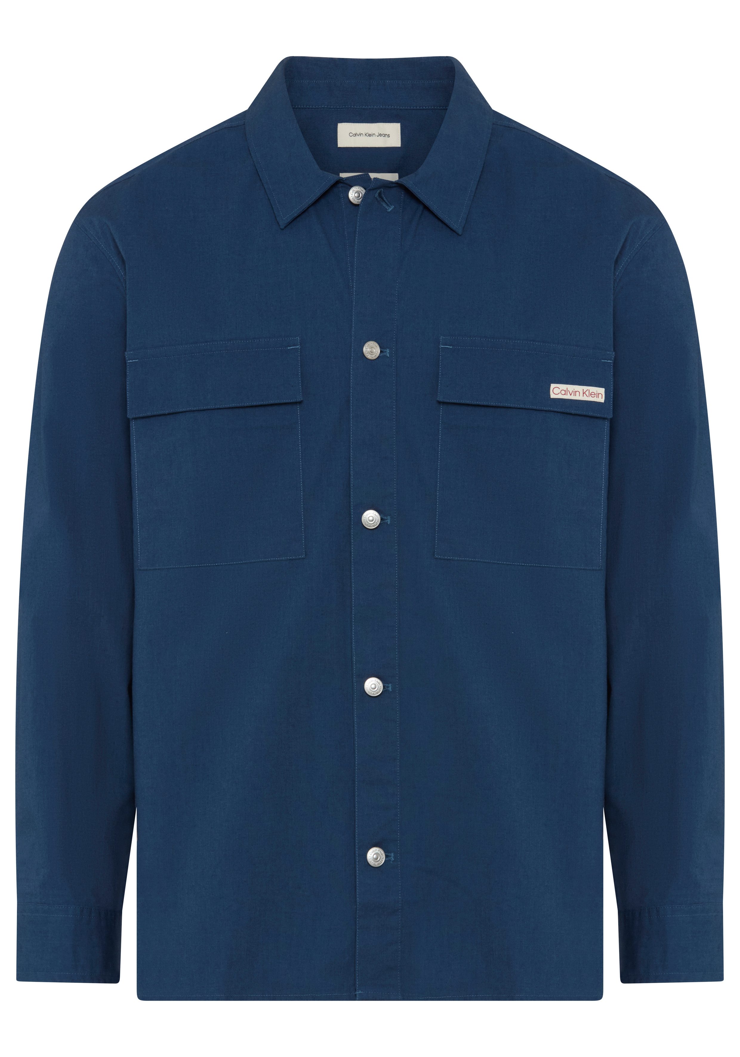 Calvin Klein Jeans Outdoorhemd bequeme Passform, Hemdkragen, Markenlabel