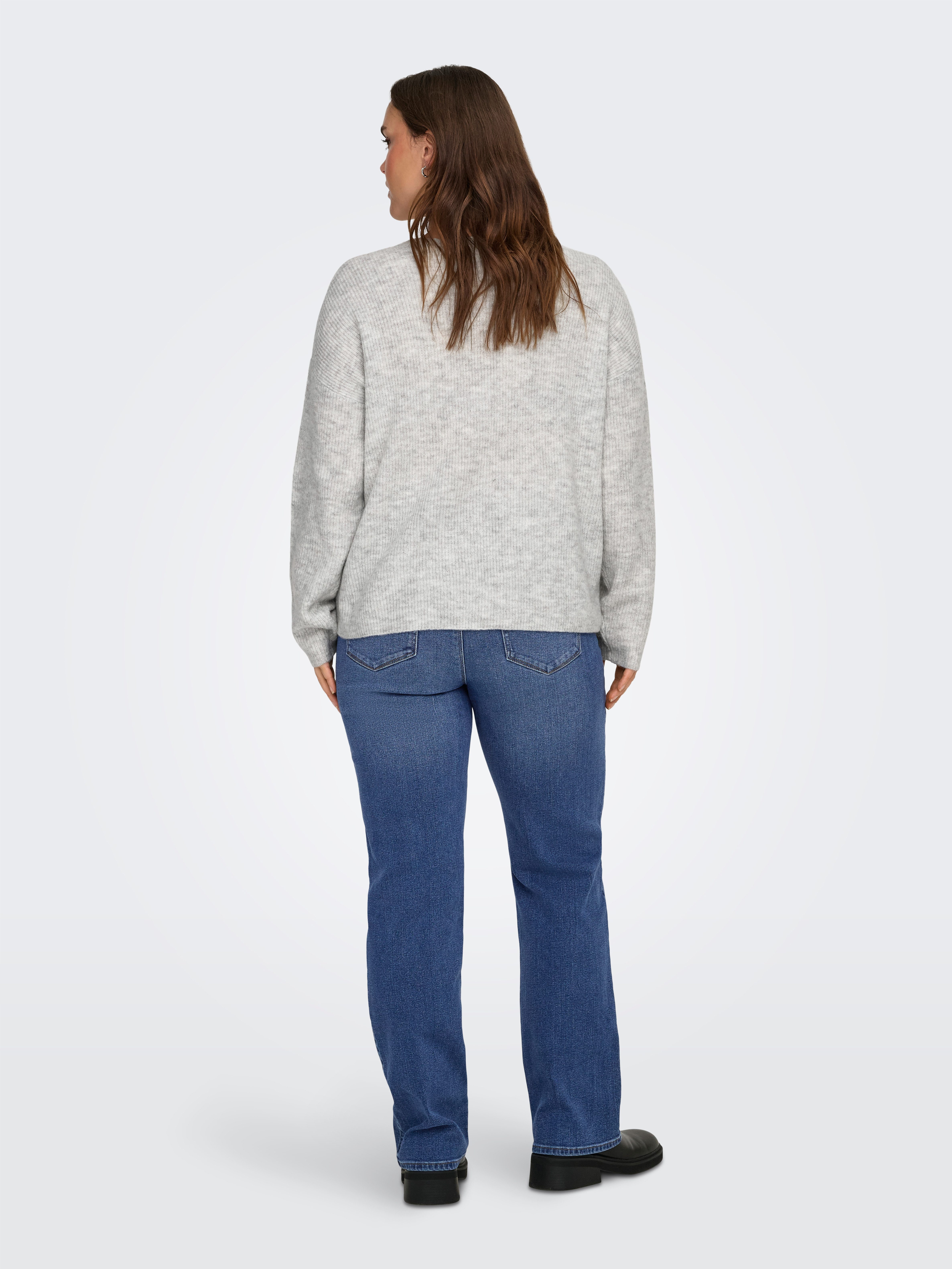 ONLY CARMAKOMA Strickpullover CARCAMILLA V-NECK L/S PULLOVER KNT NOOS Materialmix