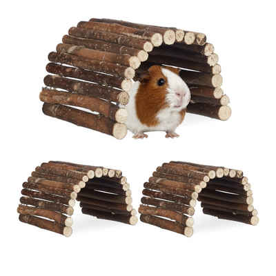 relaxdays Kleintierhaus 3 x Nagerbrücke Holz für Kleintiere