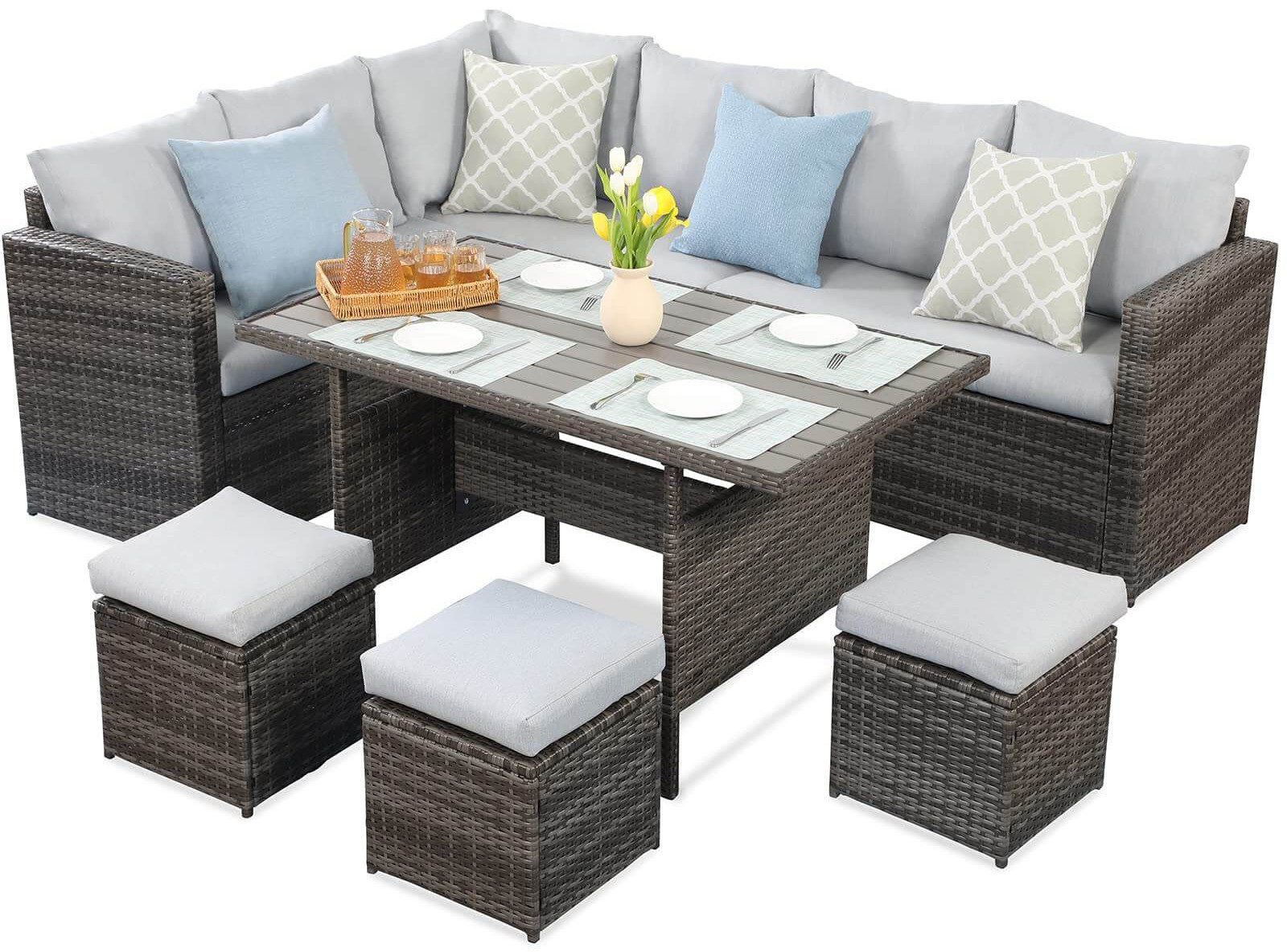 MeXo Gartenlounge-Set Polyrattan Ecklounge Gartenmöbel Set günstig online kaufen