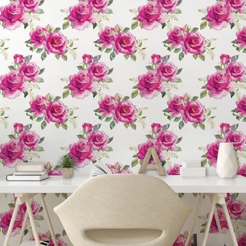 Abakuhaus Vinyltapete selbstklebendes Wohnzimmer Küchenakzent, Rose Romantisches Posy der Blumen