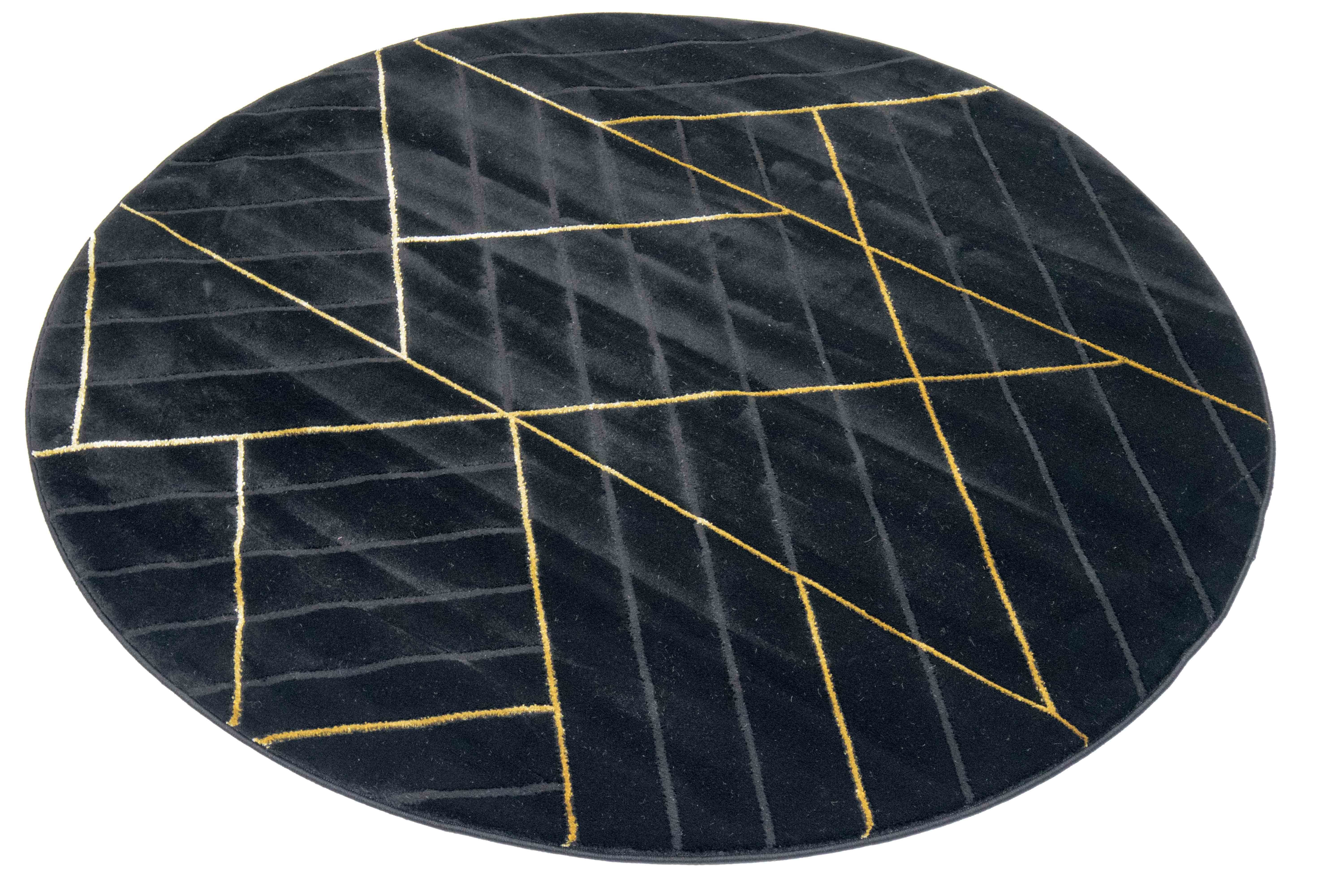 Carpetia Teppich Teppich Wohnzimmer moderner Teppich geometrisches Muster schwarz gold, rechteckig, Höhe: 12 mm