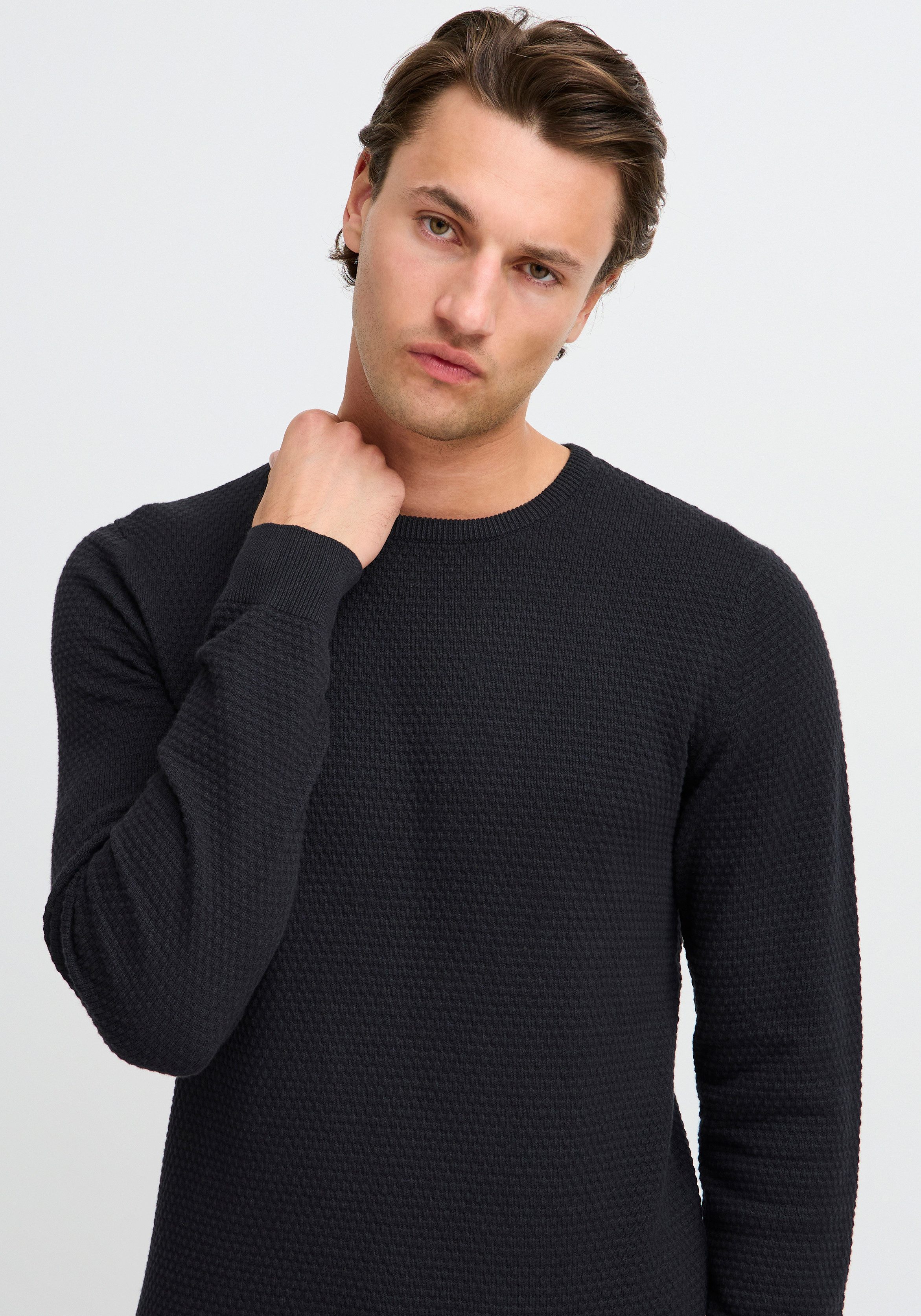 Blend Rundhalspullover BHREDHILL crewneck mit Markenlabel, aus Baumwolle, Slim Fit, ohne Verschluss
