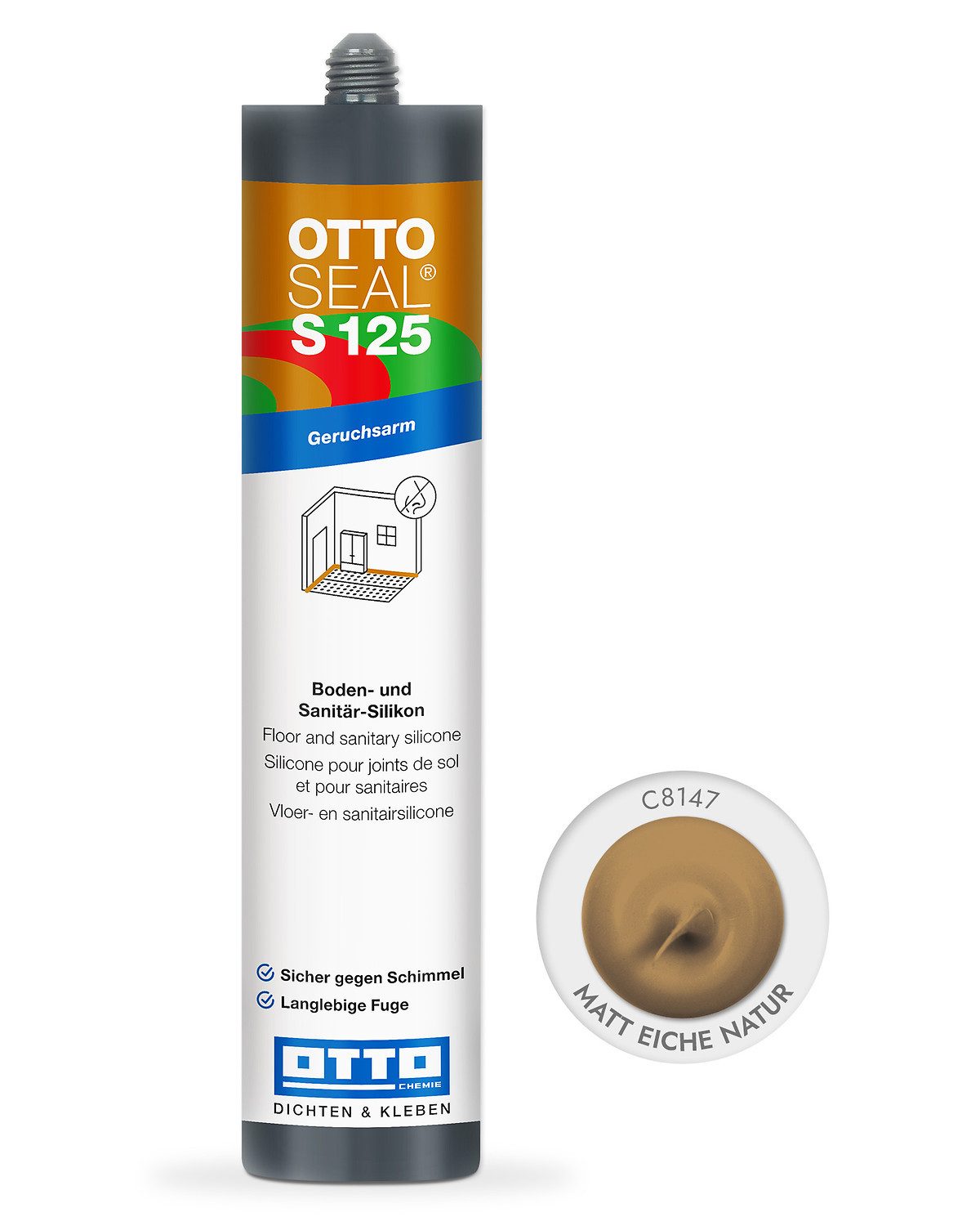OTTO-Chemie Silikon Ottoseal S125 Boden- und Sanitärsilikon 310ml, Alkoxy-Basis, geruchsarm, universal, optimal für Designbelag