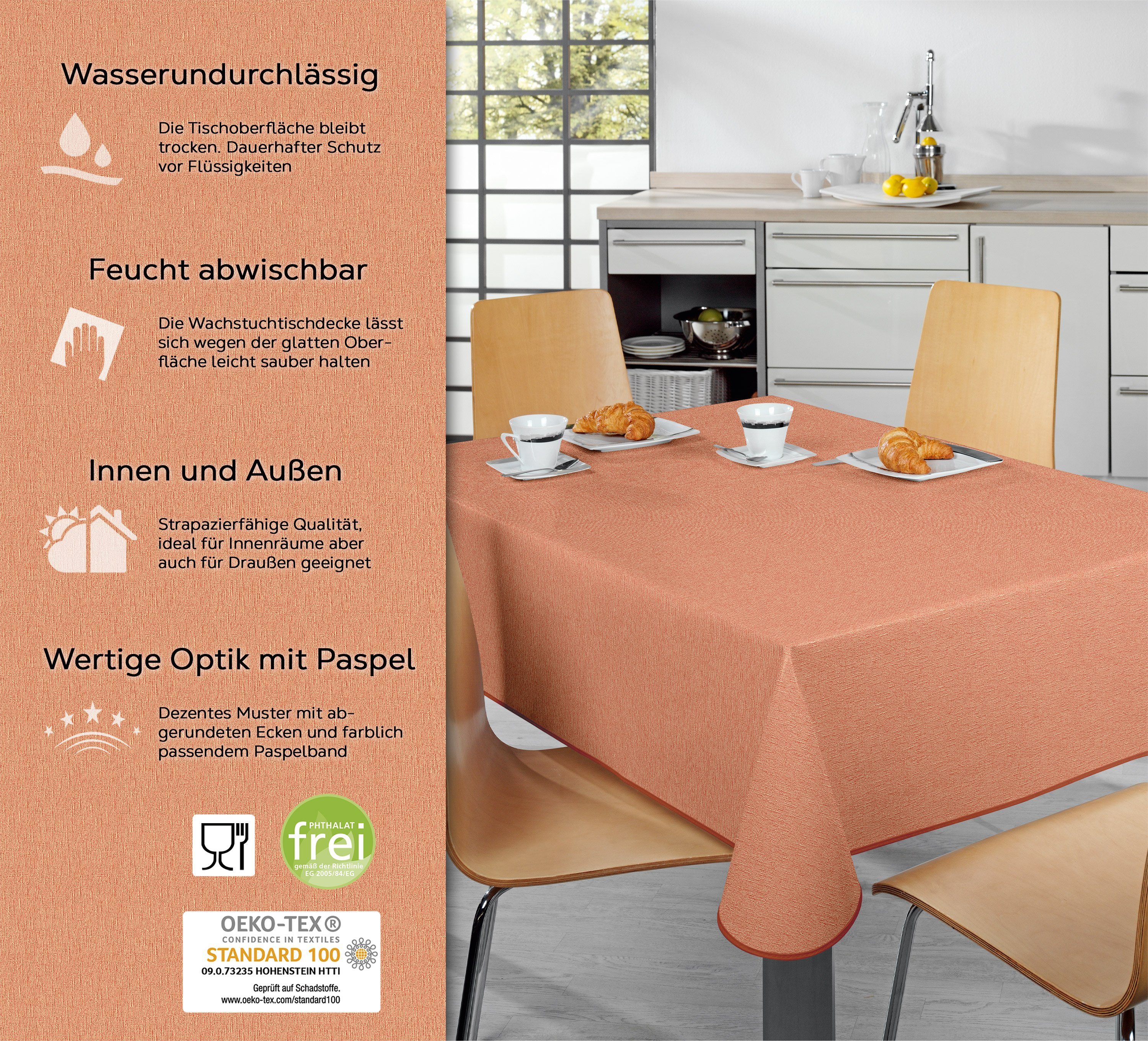 Beautex Tischdecke Wachstuch Tischdecke abwischbar rutschfest mit Paspelban günstig online kaufen