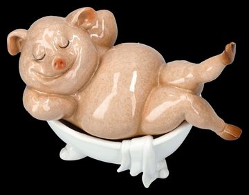 Figuren Shop GmbH Tierfigur Lustige Schweine Figur in Badewanne - Badezimmer spaßige Dekofigur
