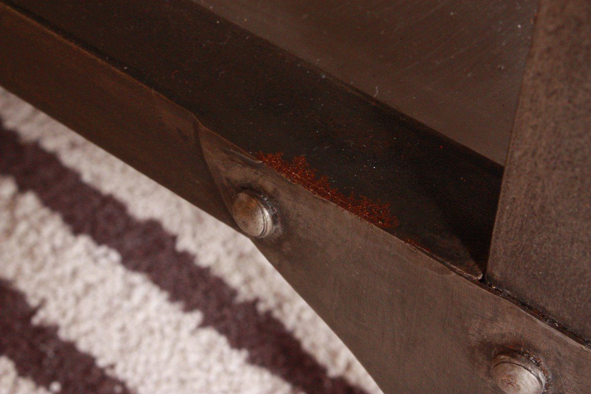 Kasper-Wohndesign Couchtisch Rika, im Vintage Industriedesign rollbar Metall grau