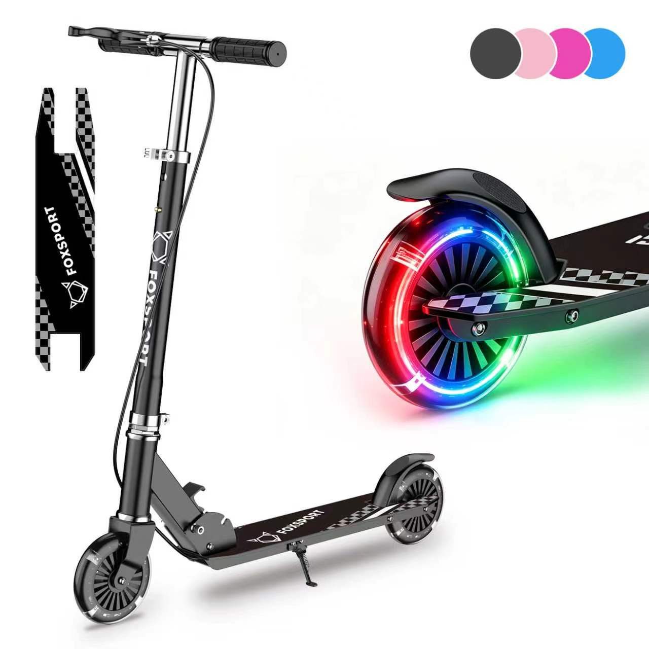 FOXSPORT Cityroller Kick Scooter Faltbarer Kinderoller, 1 km/h, (Set, mit Schutzblechen), klappbar&höhenverstellbar Scooter 4.7 Zoll Räder Maximale 50 kg