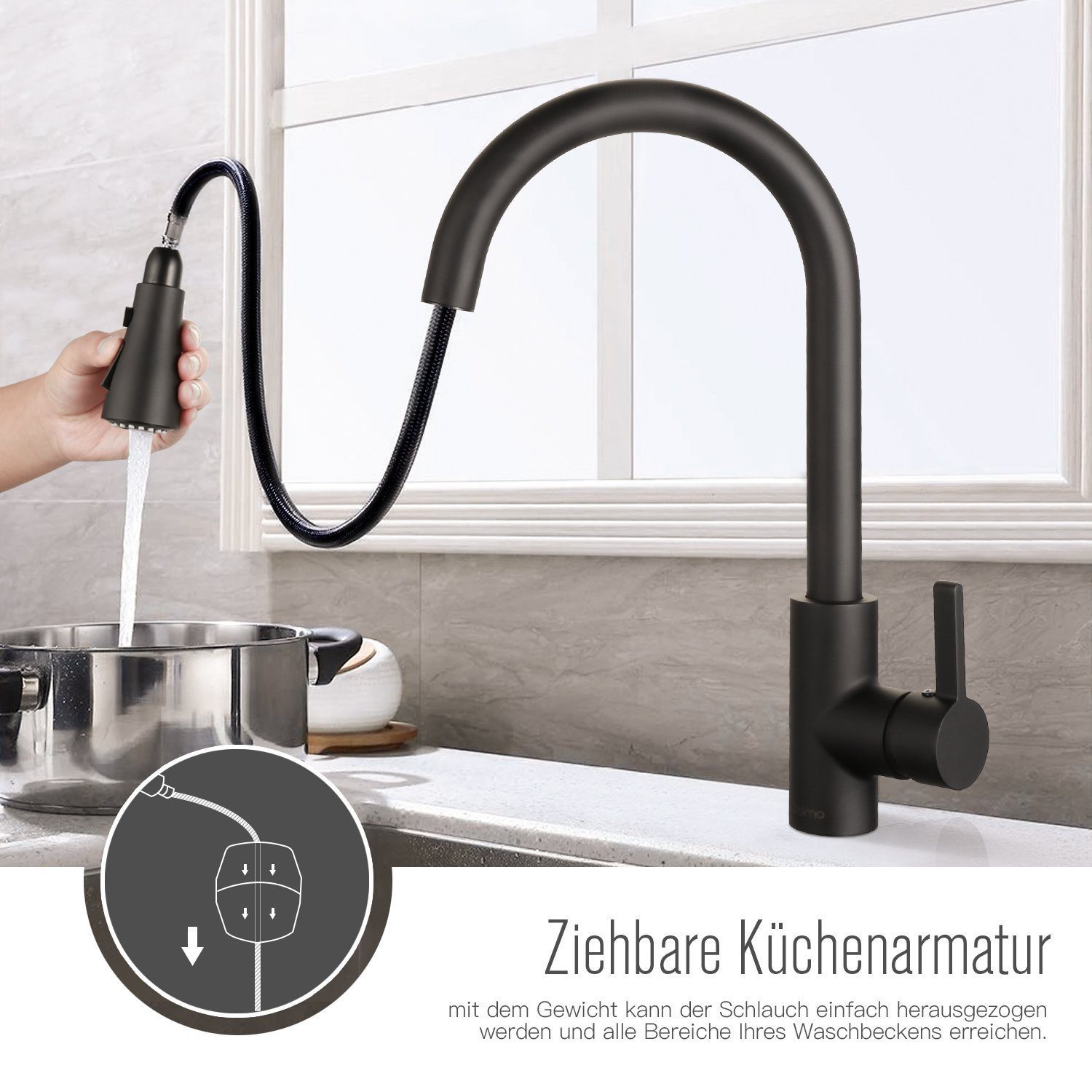 coree Küchenarmatur 360°, Ausziehbar Spültischarmatur Edelstahl günstig online kaufen