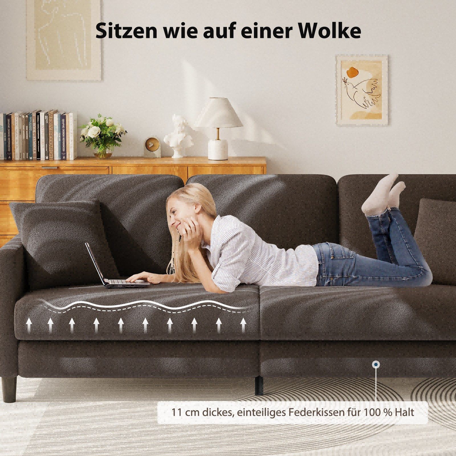 ToteBox 3-Sitzer Teddy Fleece Werkzeugfreier Aufbau Sofas für Wohnzimmer – Bild 3 von 5