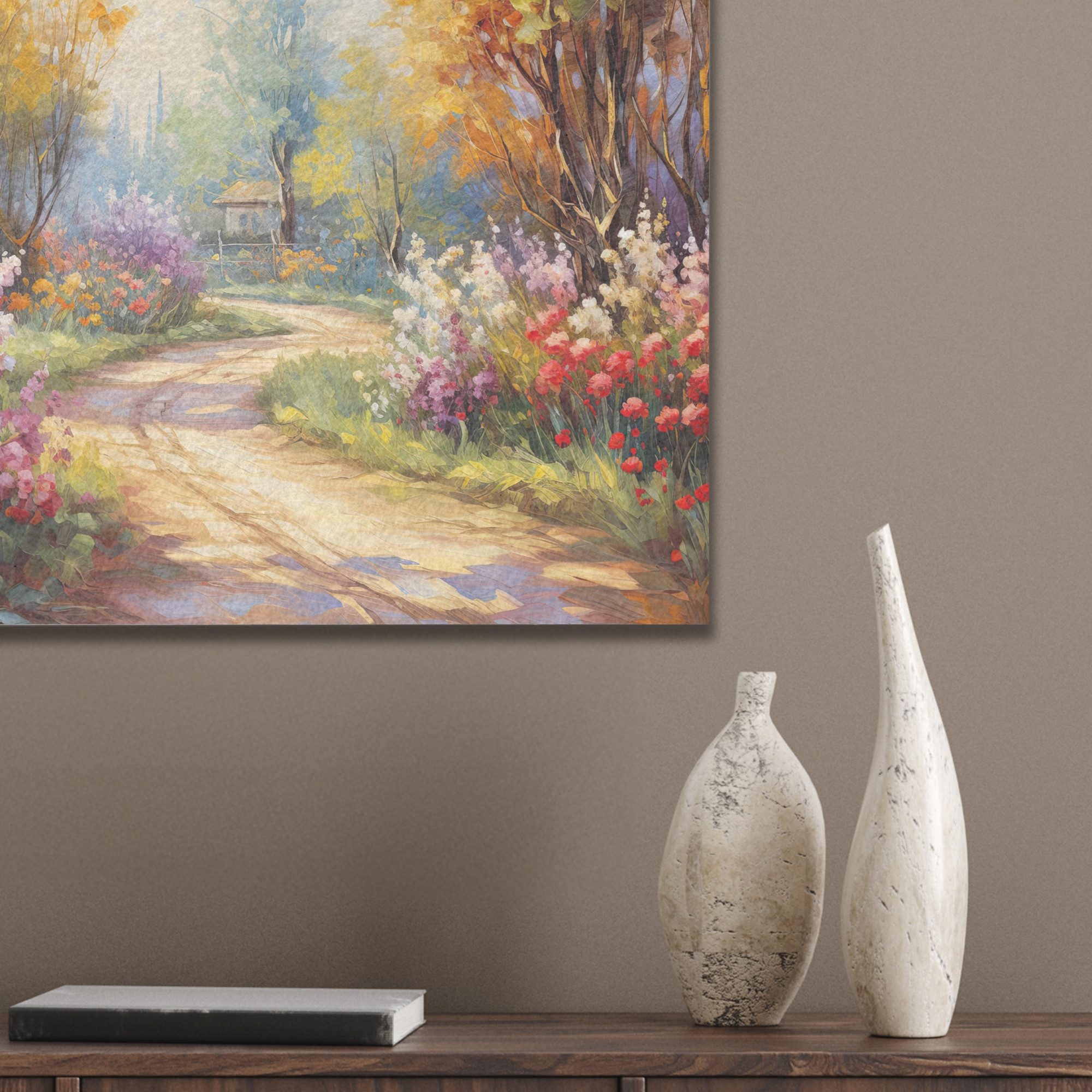 MuchoWow Gemälde Blumen - Bäume - Kunst - Aquarell, Fotodruck (1 St), Akustikpaneele PET-Filz, Akustikbild, Schalldämmung, Deko 40x30 cm