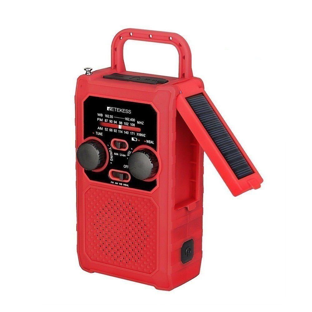 Retekess TR201 Tragbares Notfall-Radio 5000 mAh für Camping Überleben Notfallradio (Solar Radio, Tragbares Kurbelradio, SOS-Alarm) | Notfallradios