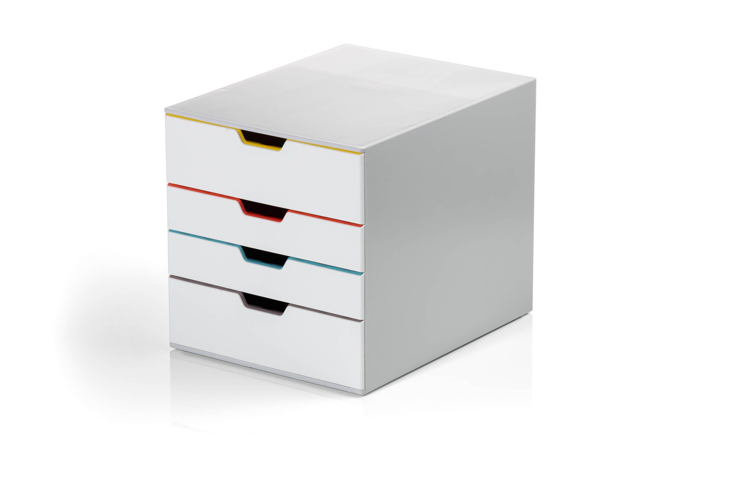 DURABLE Schubladenbox Durable Schubladenbox Varicolor Mix 4 Fächer, Durable Schubladenbox A4 (Varicolor Mix) 4 Fächer, mit Etiketten zur B