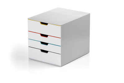DURABLE Schubladenbox, Durable Schubladenbox A4 (Varicolor Mix) 4 Fächer, mit Etiketten zur B